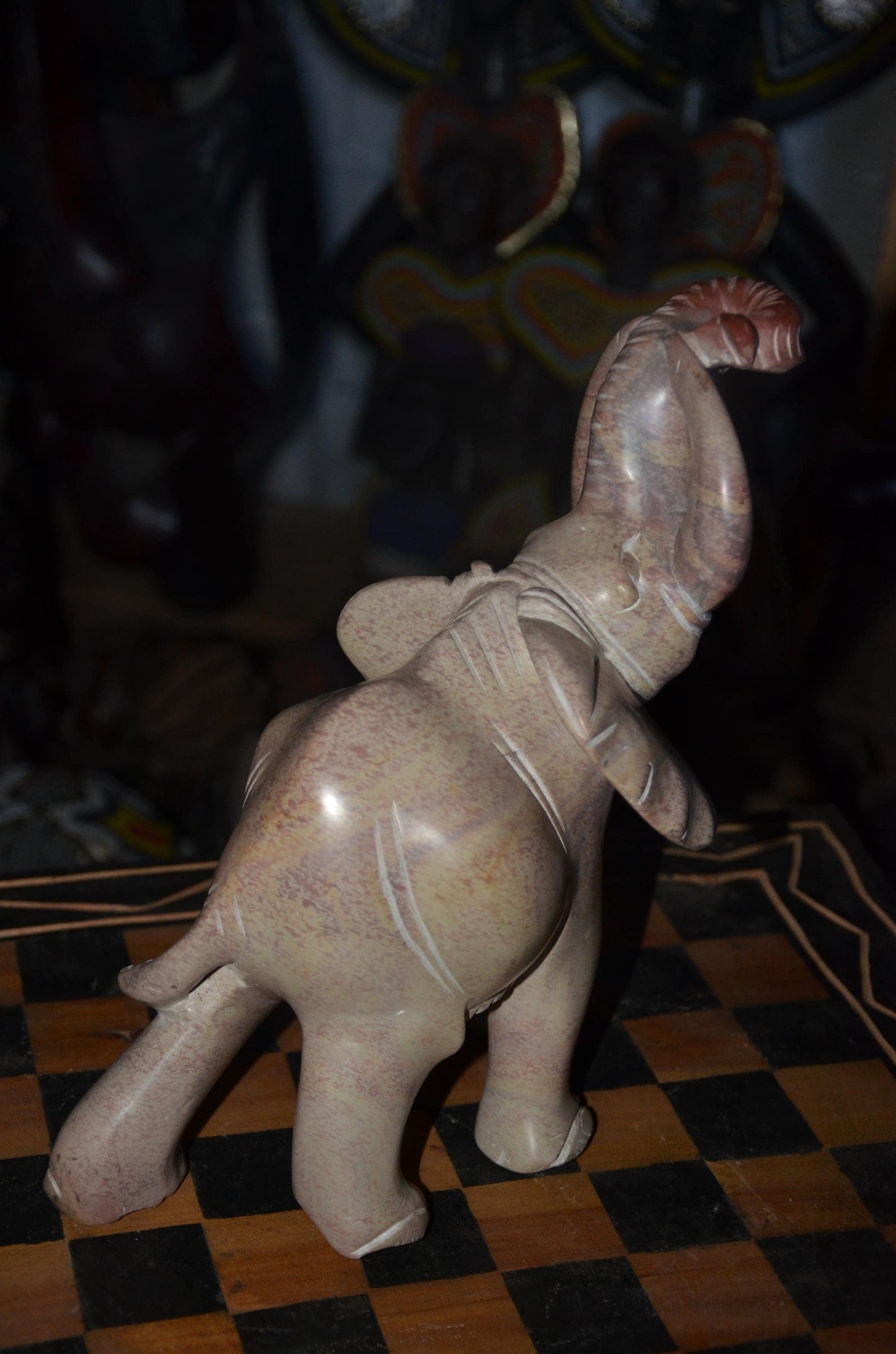 Hand-Carved Soapstone Elephant Sculpture – Natural Stone African Animal Art