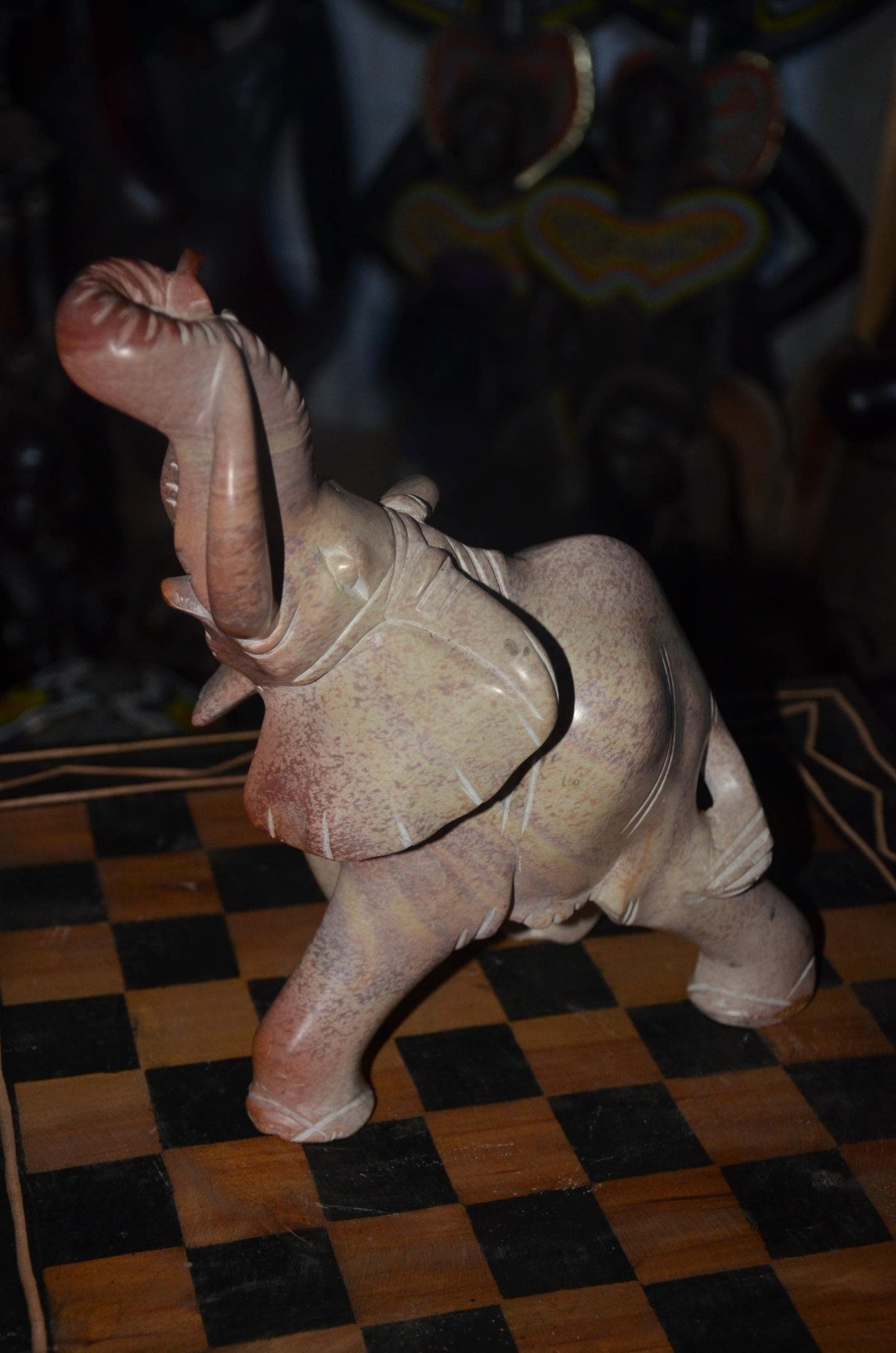 Hand-Carved Soapstone Elephant Sculpture – Natural Stone African Animal Art