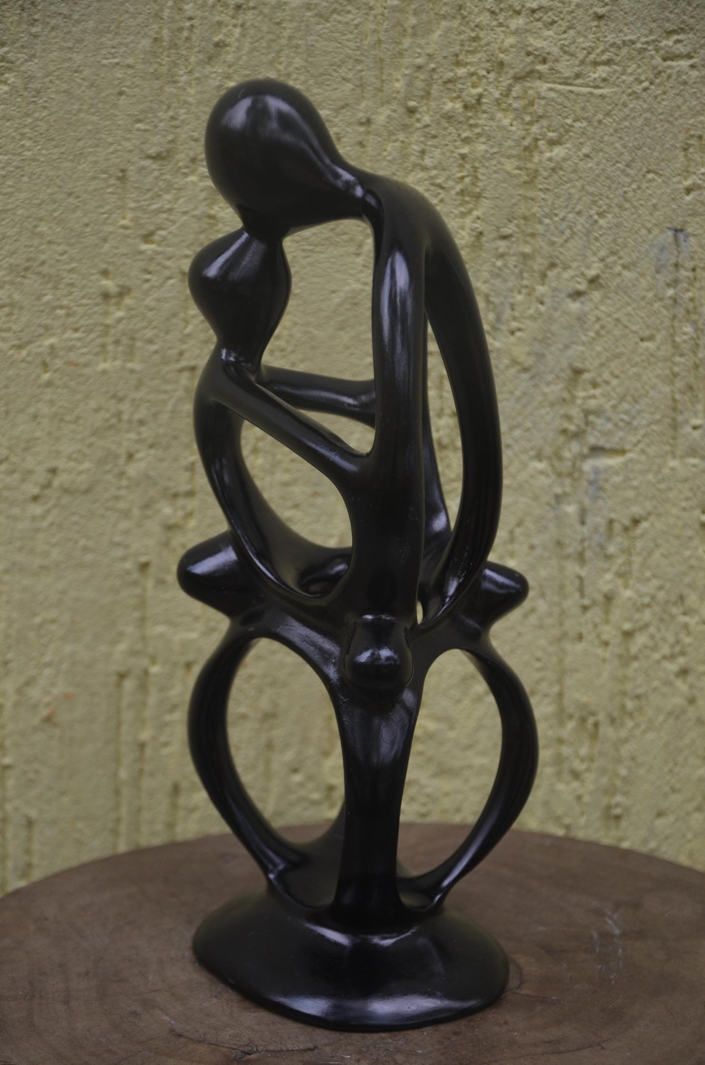 Large Family Tree Sculpture | Hand-Carved Black Soapstone | Modern Unity Statue