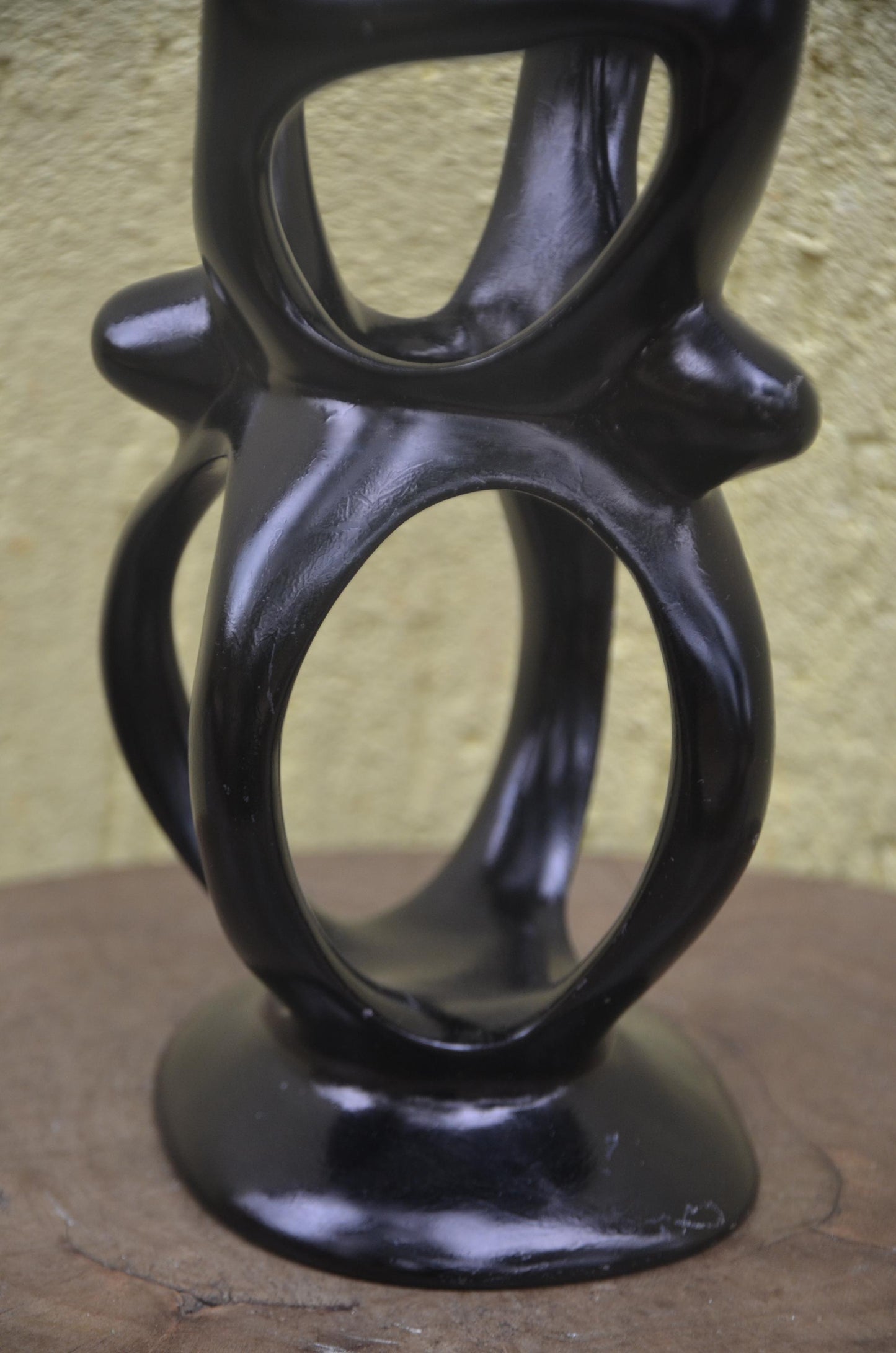 Large Family Tree Sculpture | Hand-Carved Black Soapstone | Modern Unity Statue