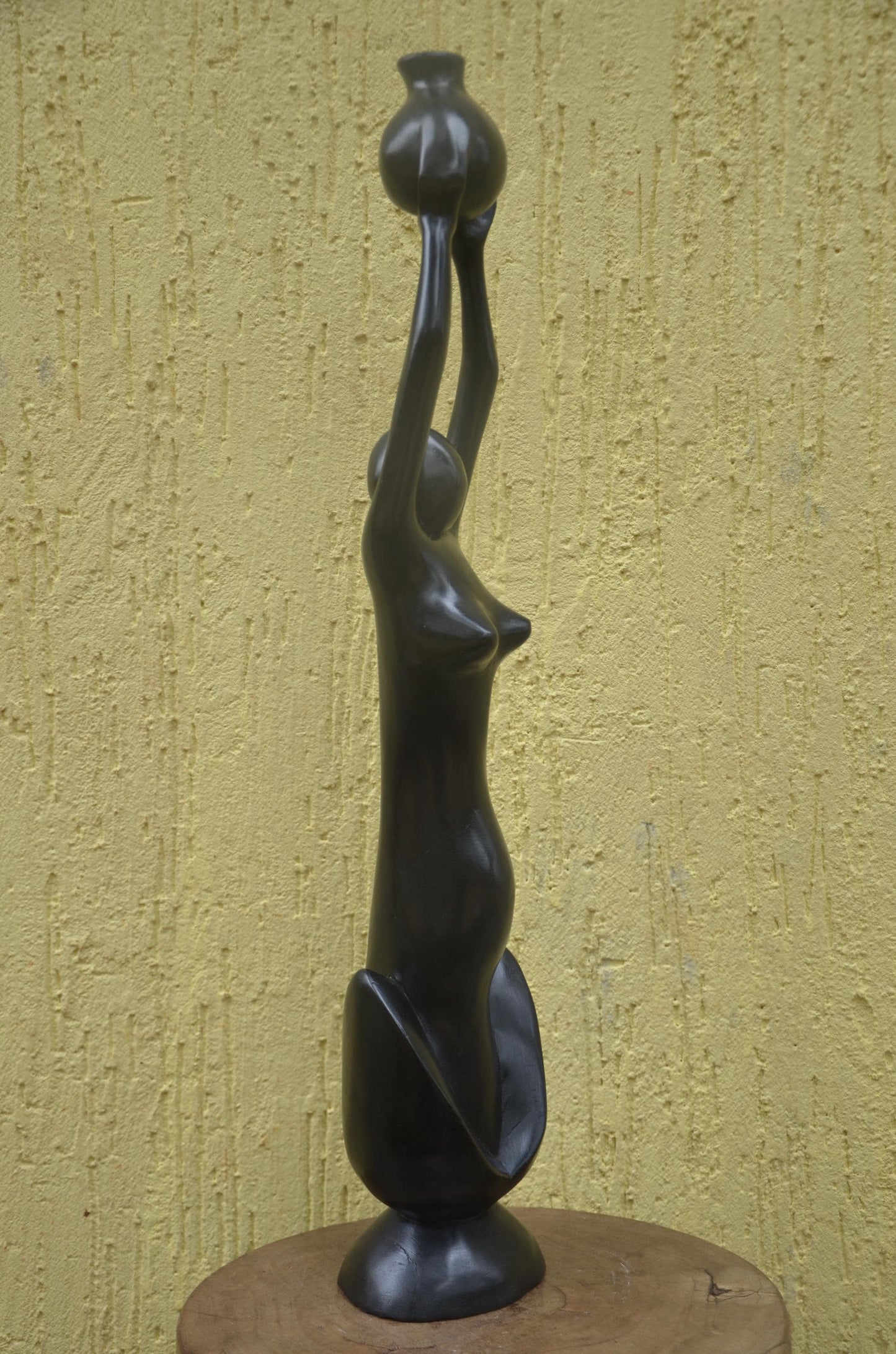 African Modernist Sculpture | Hand-Carved Makonde Style Art | Elegant Tall Statue