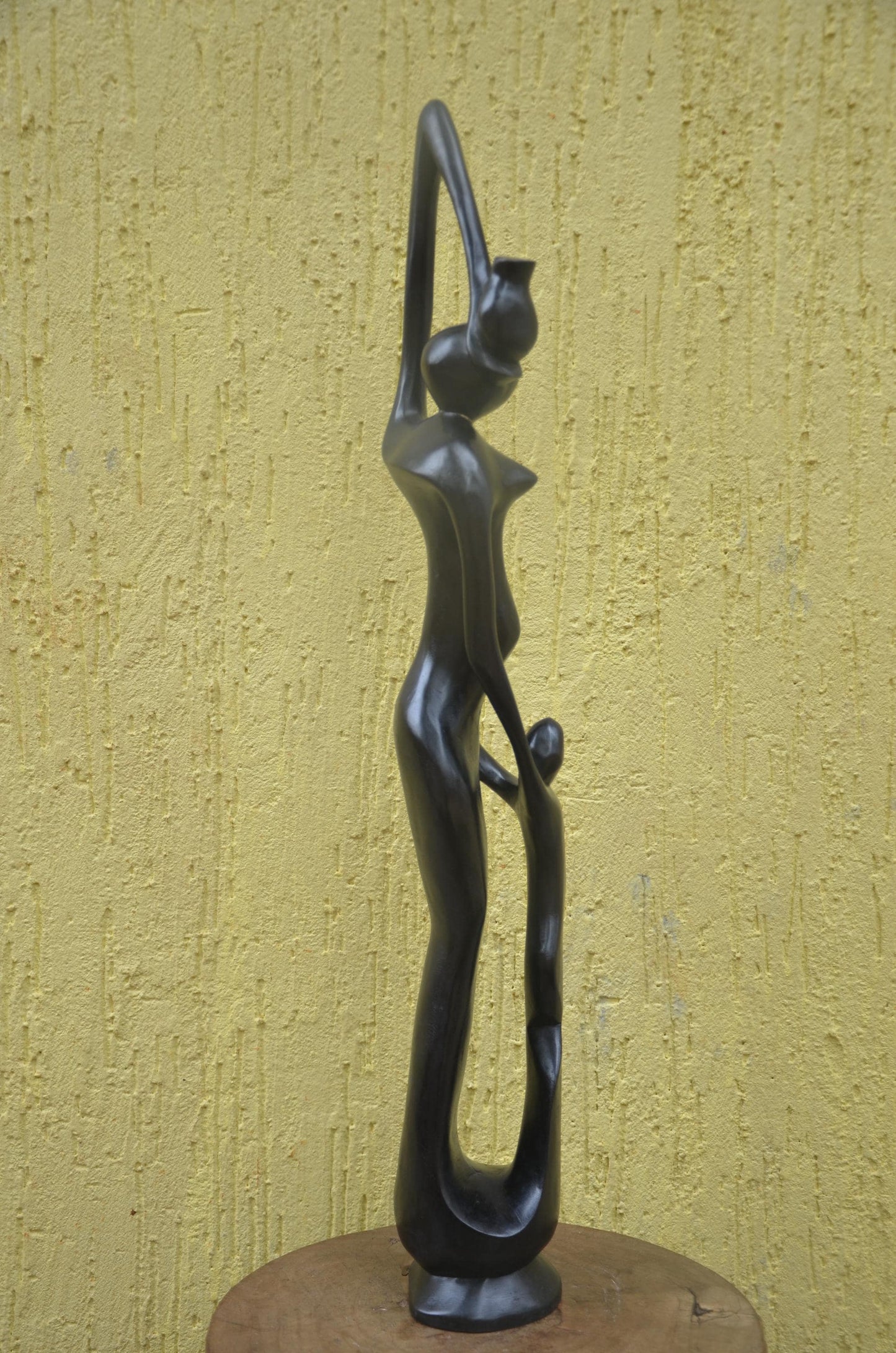 Maternity Sculpture | Modernist Makonde Style Art | Large Hand-Carved Wood Statue