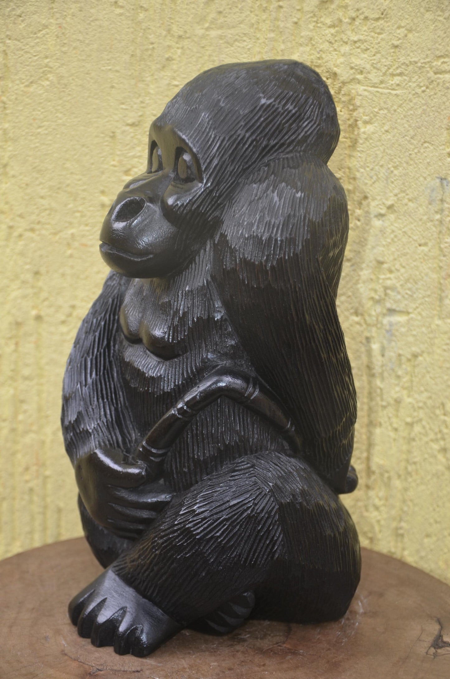 Hand-Carved Wooden Gorilla | African Wildlife Sculpture | Sturdy Primate Art