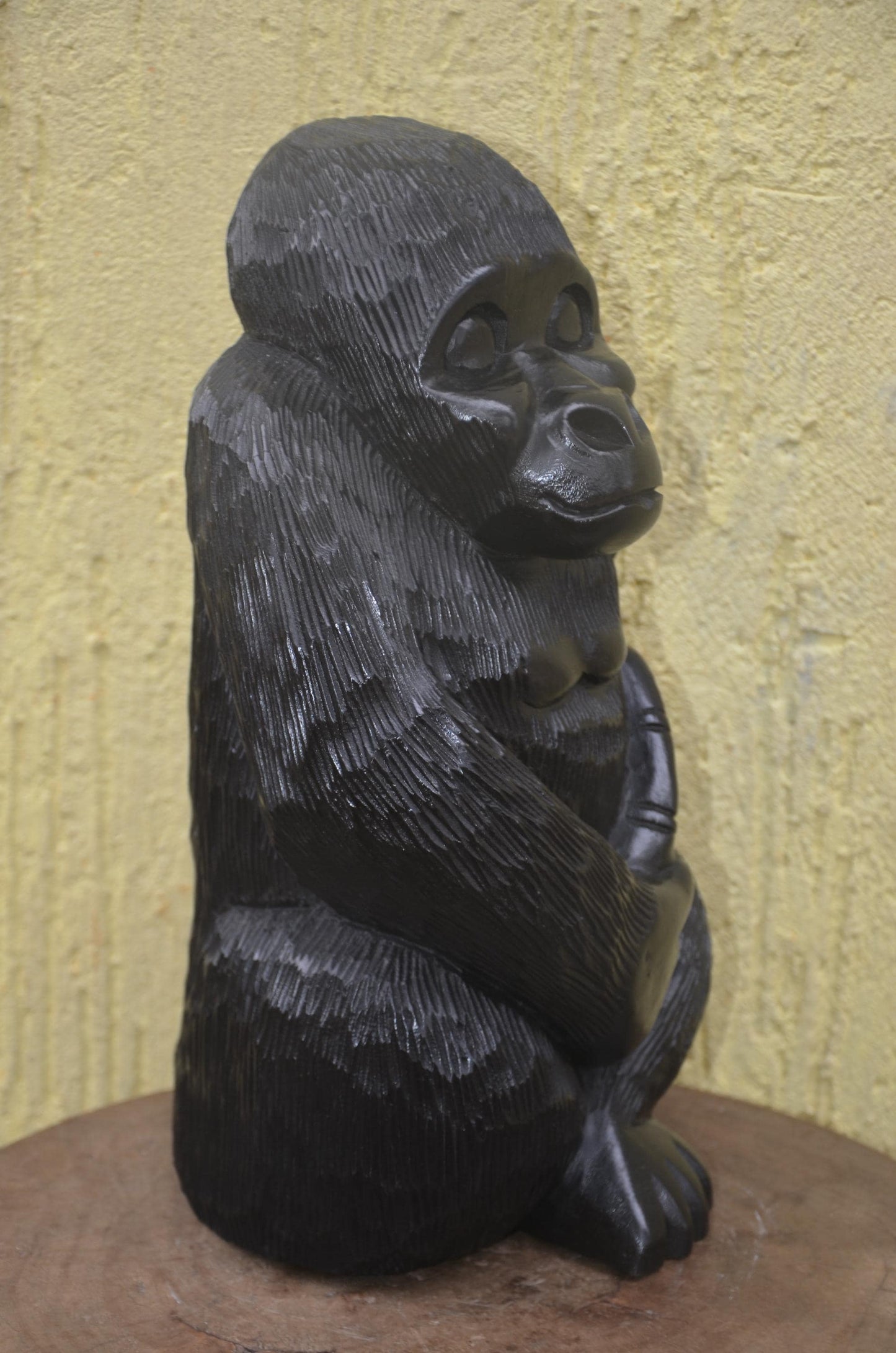 Hand-Carved Wooden Gorilla | African Wildlife Sculpture | Sturdy Primate Art