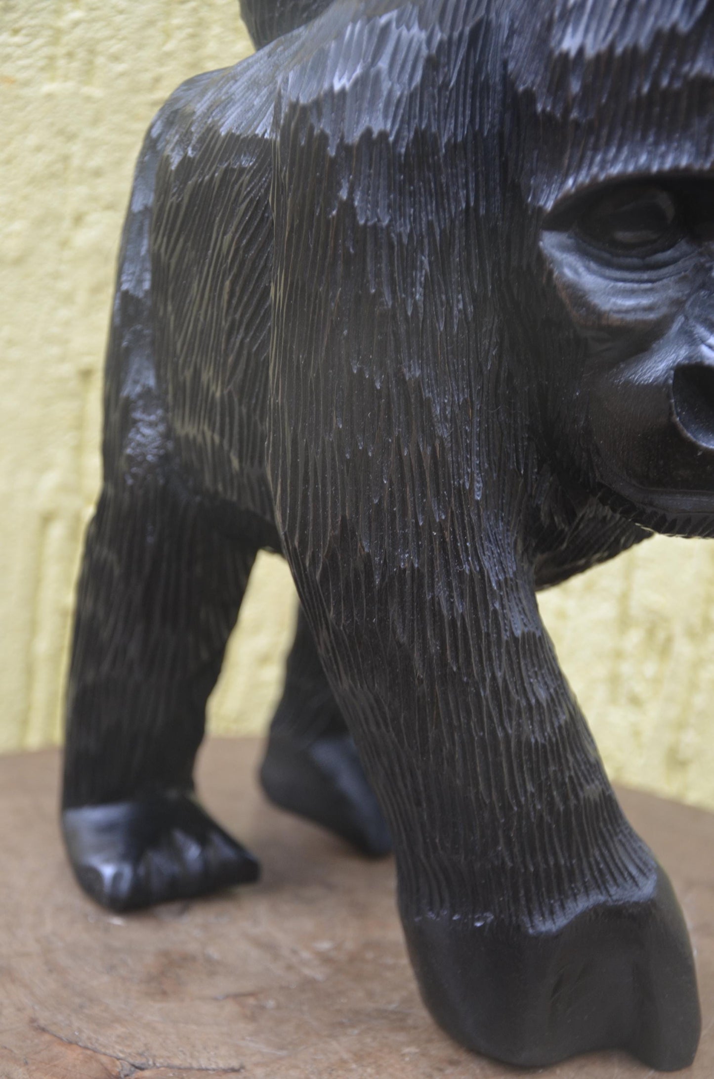 Wooden Gorilla Mother & Baby | Hand-Carved African Wildlife Sculpture | Nursery Art
