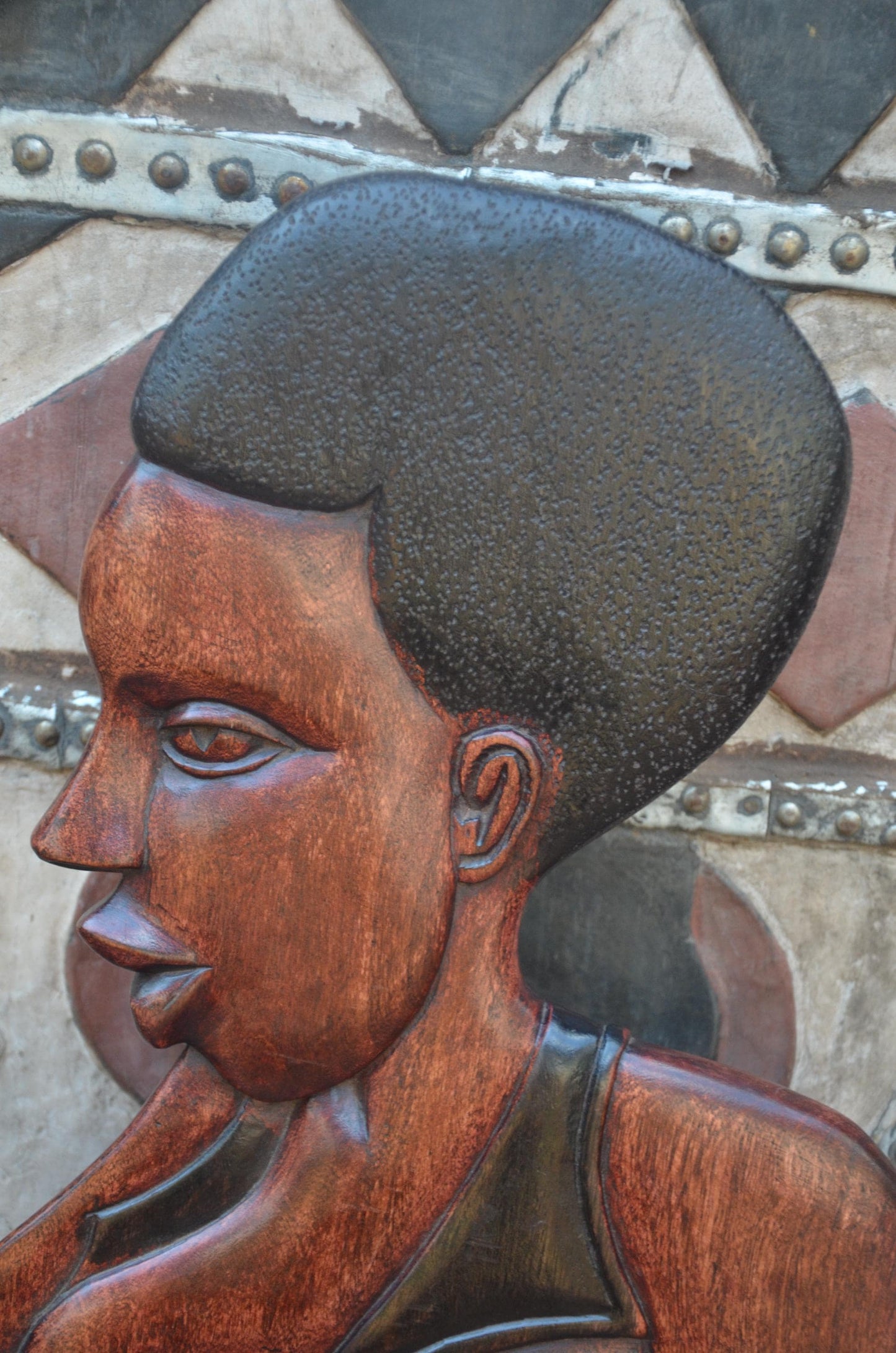 African Mother and Child Wood Plaque – Large Breastfeeding Relief Wall Art