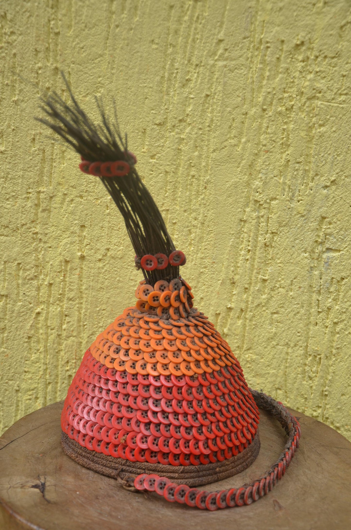 African Lega Ceremonial Hat – Vintage Cowrie Shell Bwami Prestige Cap Congo