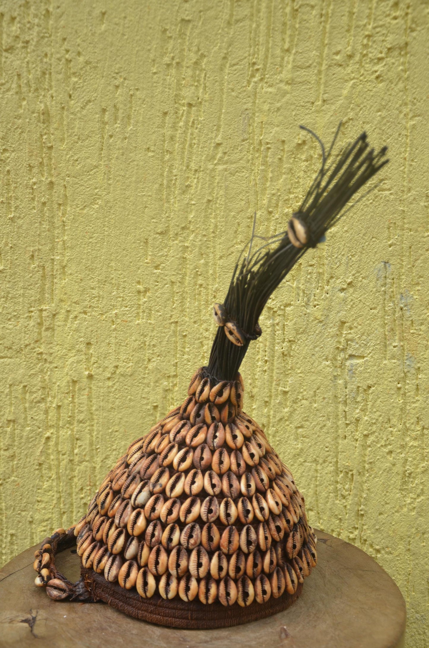 African Lega Ceremonial Hat – Vintage Cowrie Shell Bwami Prestige Cap Congo