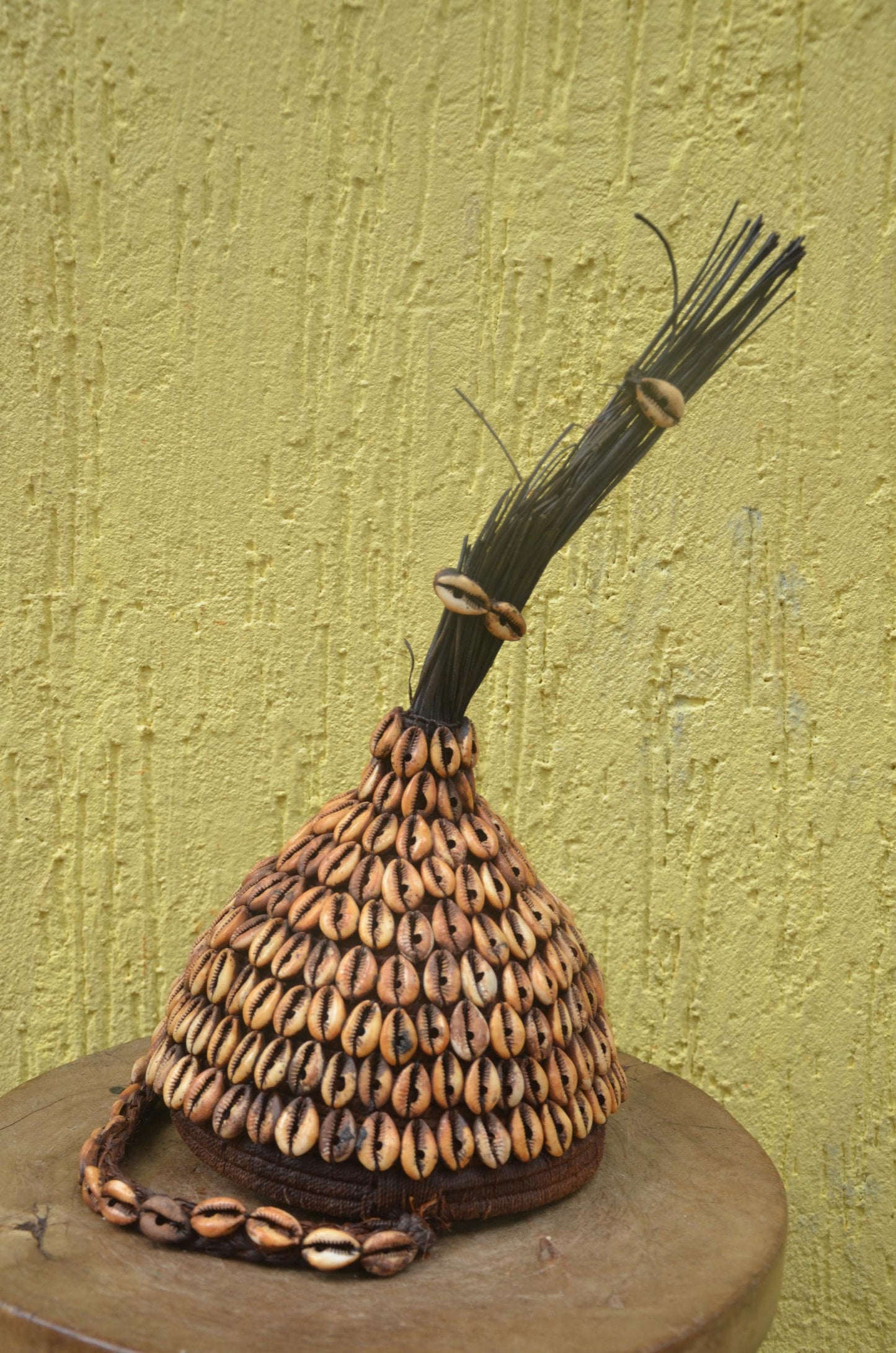 African Lega Ceremonial Hat – Vintage Cowrie Shell Bwami Prestige Cap Congo