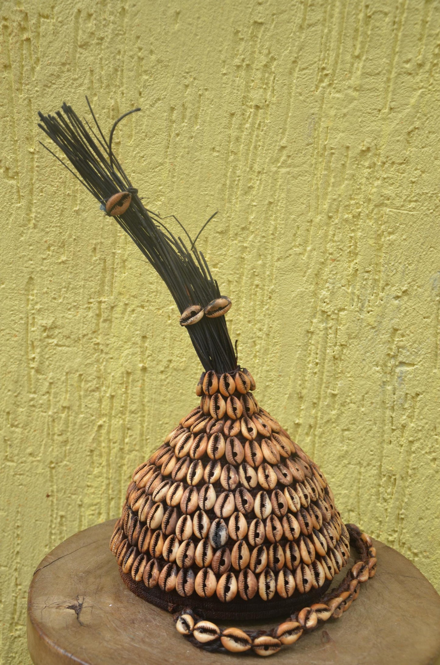 African Lega Ceremonial Hat – Vintage Cowrie Shell Bwami Prestige Cap Congo