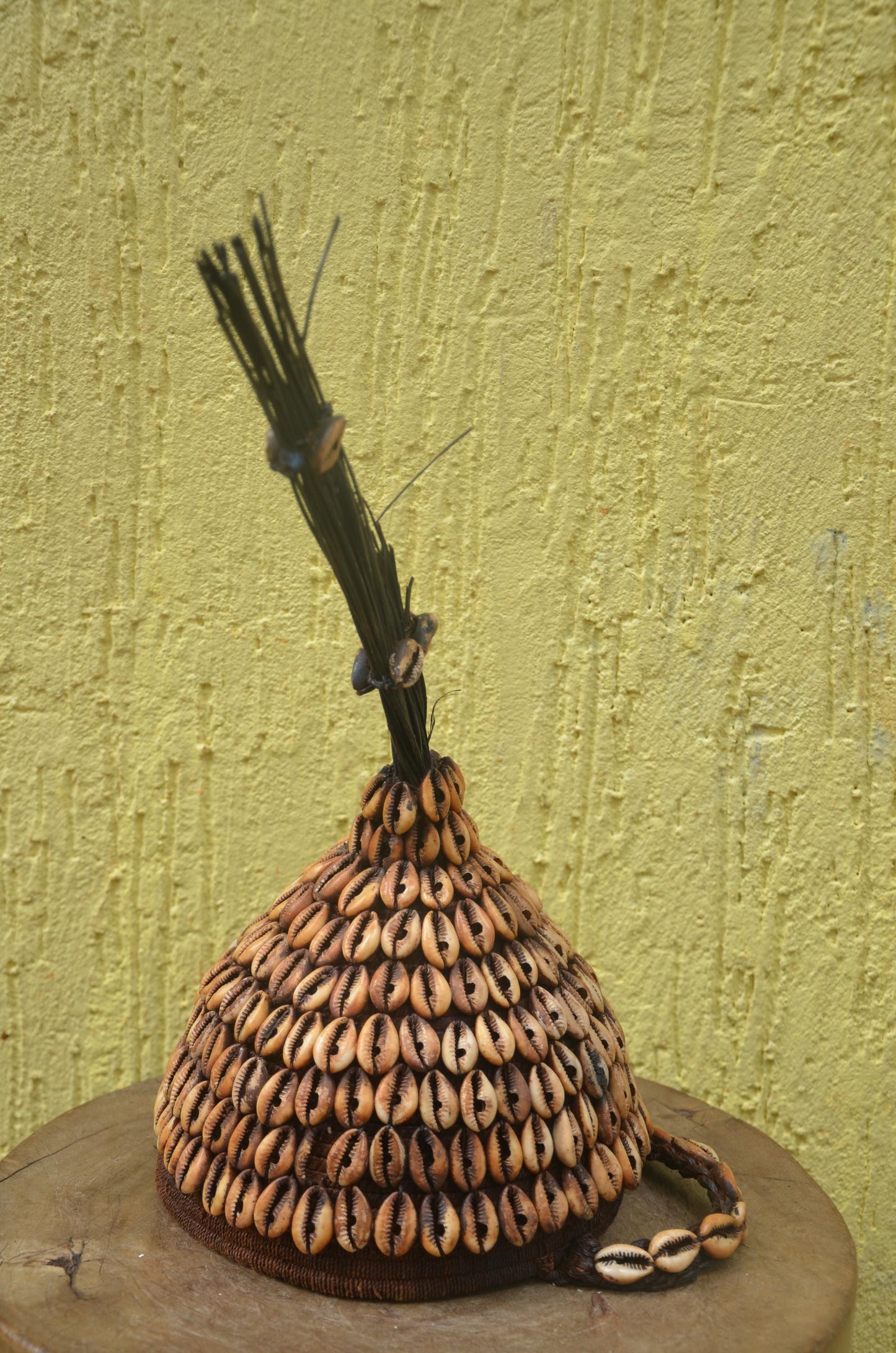 African Lega Ceremonial Hat – Vintage Cowrie Shell Bwami Prestige Cap Congo