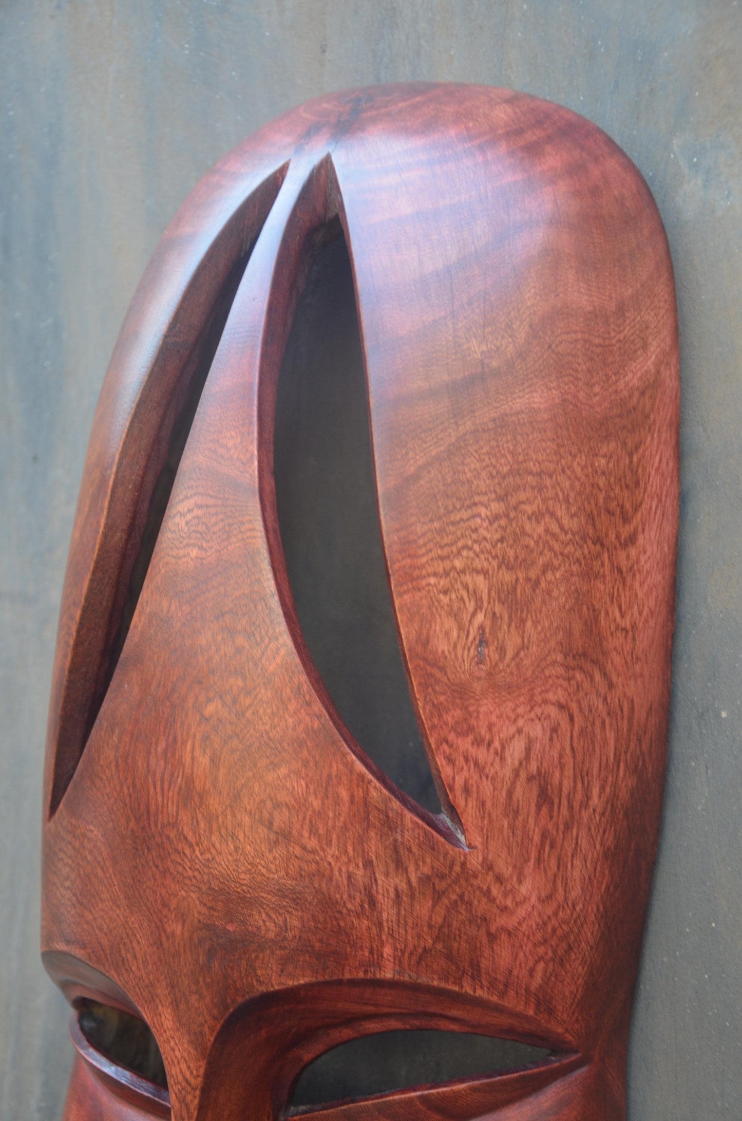 Contemporary Rwandan Wall Mask | Hand-Carved Wood Sculpture | Minimalist Art