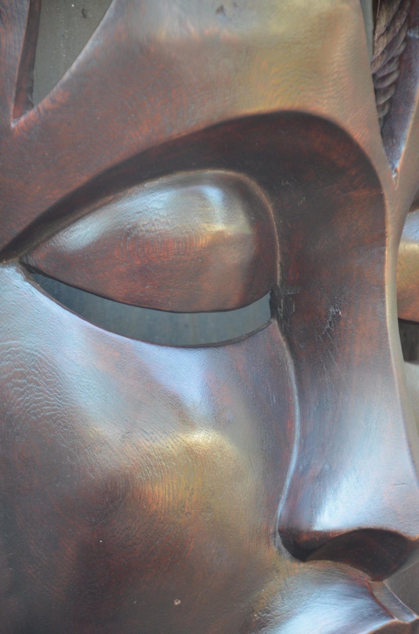 Large Rwandan Wall Mask | Hand-Carved Wood Sculpture | Minimalist Tribal Decor