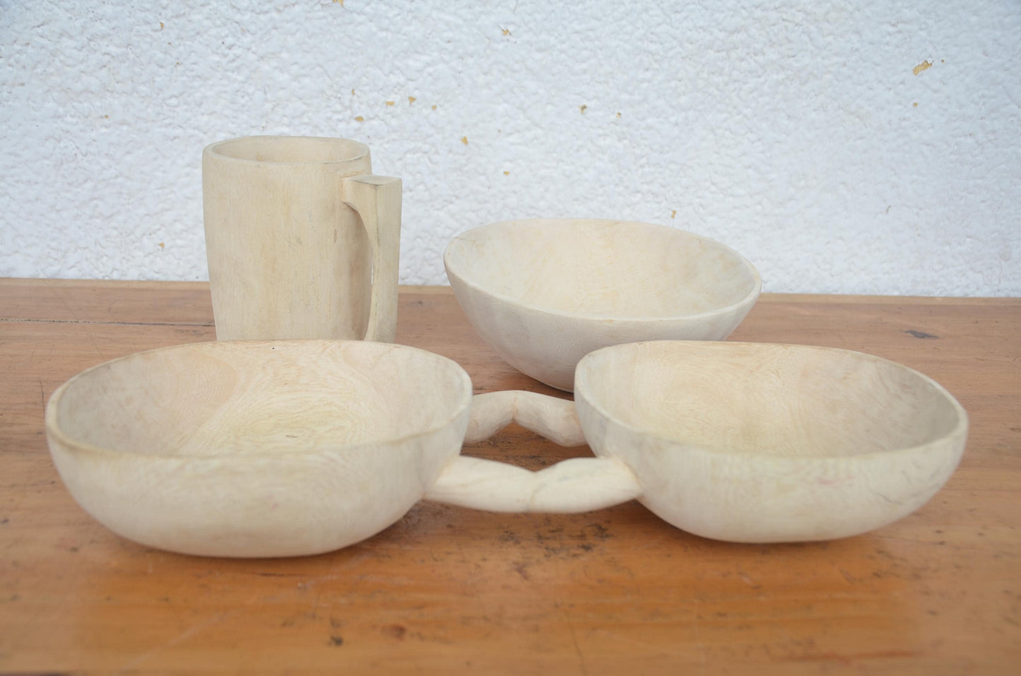 Rwandan Ikigeni Dish Set | Hand-Carved Wooden Imbehe Bowl & Cup | Authentic Rwanda Serving Decor