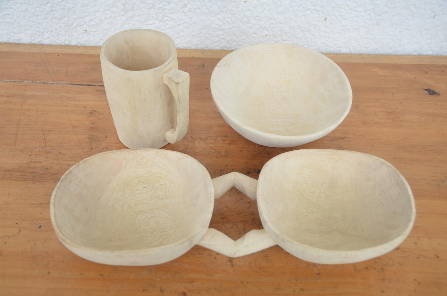 Rwandan Ikigeni Dish Set | Hand-Carved Wooden Imbehe Bowl & Cup | Authentic Rwanda Serving Decor