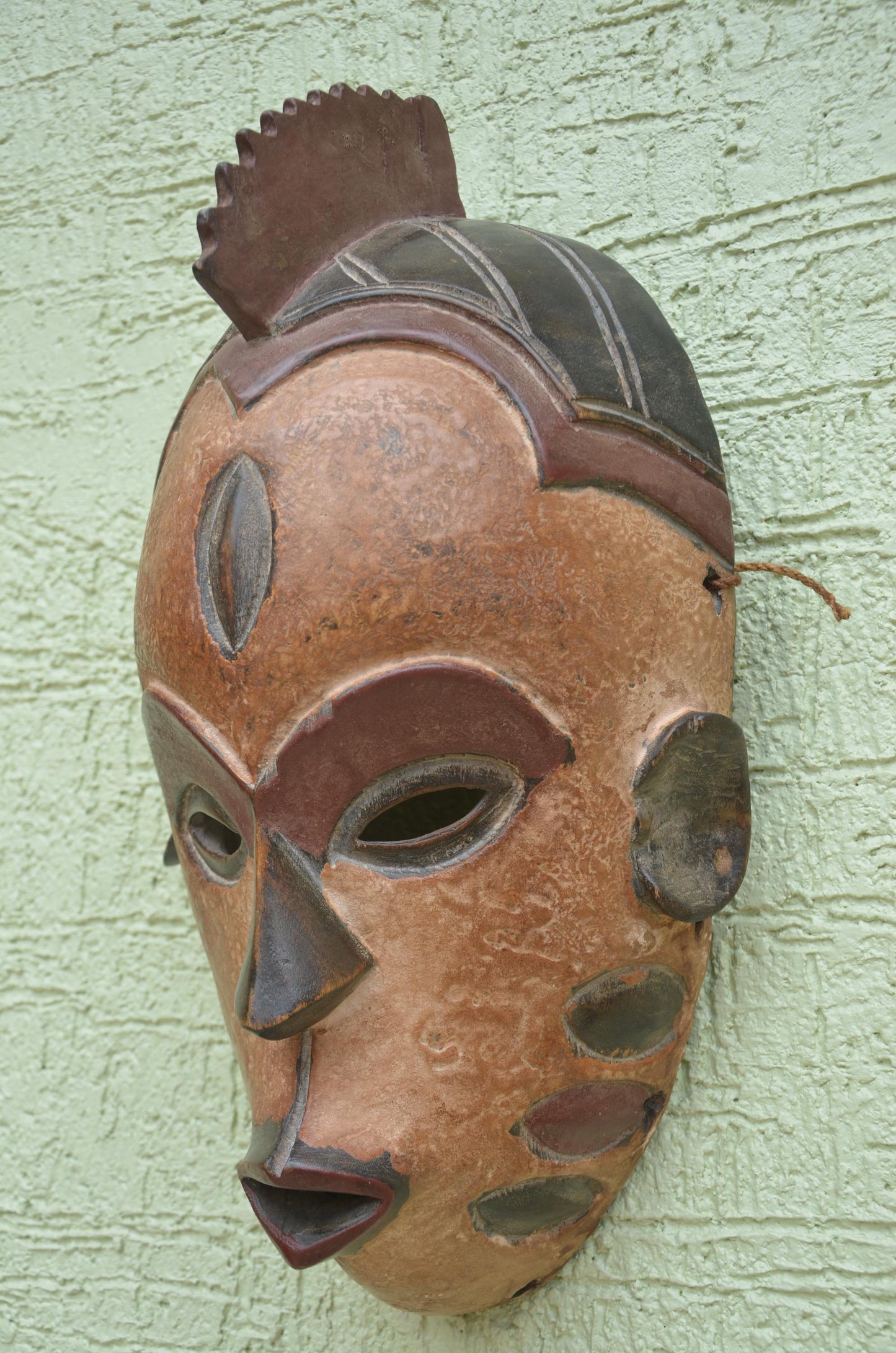Pende Facemask | Authentic DRC Tribal Art | Hand-Carved Congolese Ritual Plaque