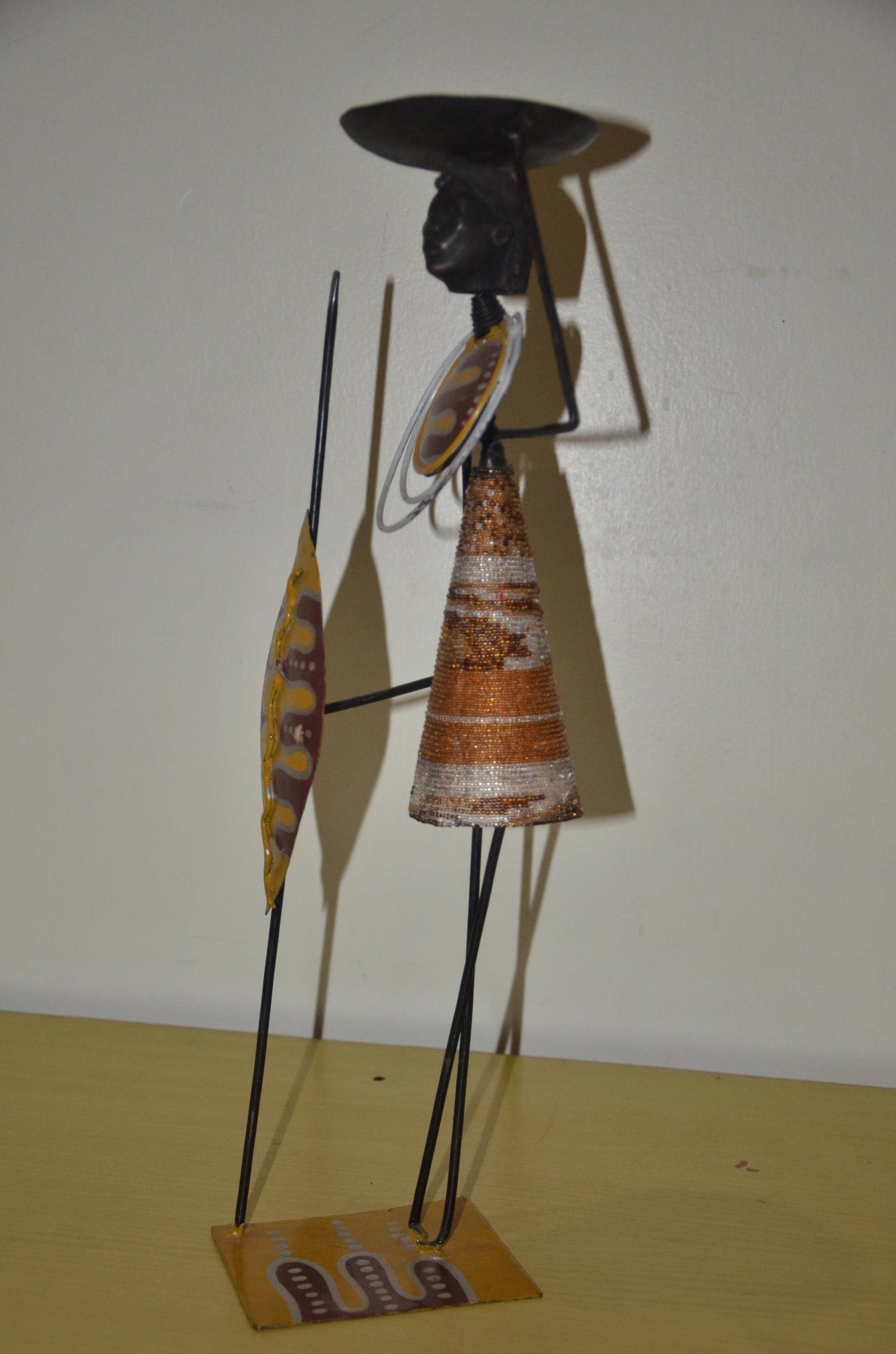 Luba-Inspired Caryatid Candle Holder | Modern Metal African Art | Decorative Tabletop Sculpture