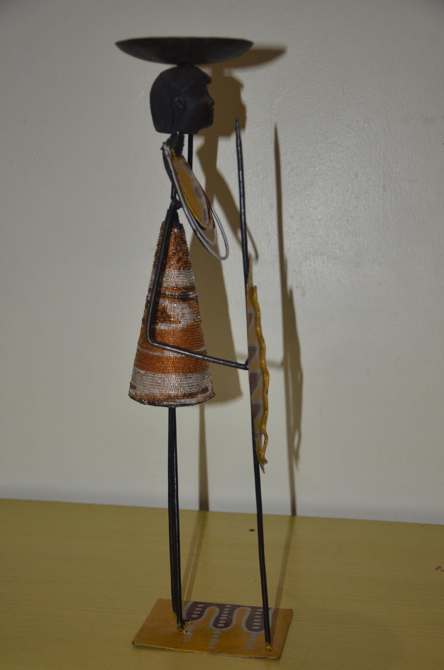Luba-Inspired Caryatid Candle Holder | Modern Metal African Art | Decorative Tabletop Sculpture