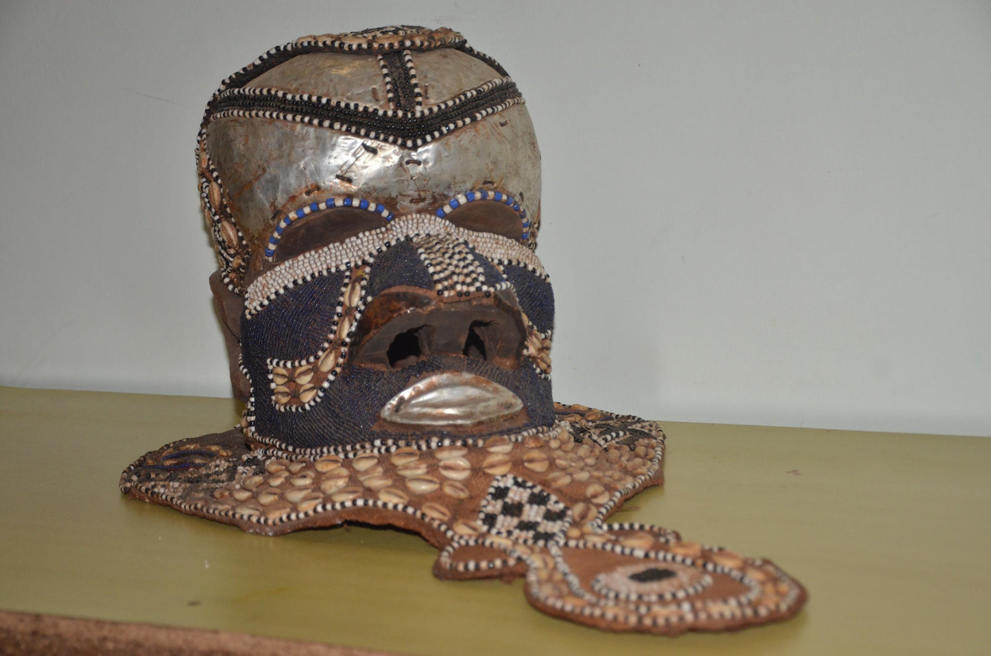Kuba Ngady Mwaash Mask | Authentic Congolese Beaded Art | Luxury Tribal Ritual Plaque