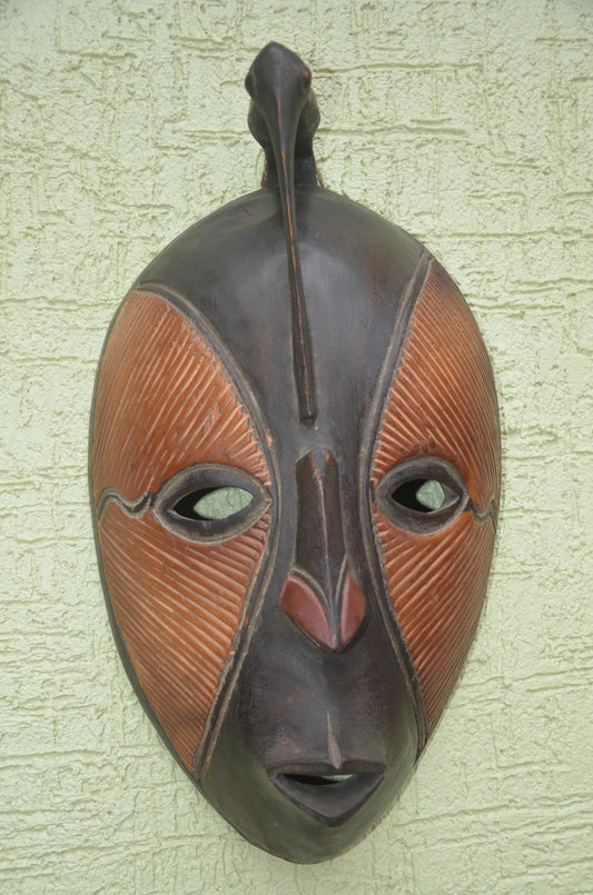 Guro Hornbill Spirit Mask | Authentic Ivory Coast Tribal Art | Hand-Carved Zaouli Decor