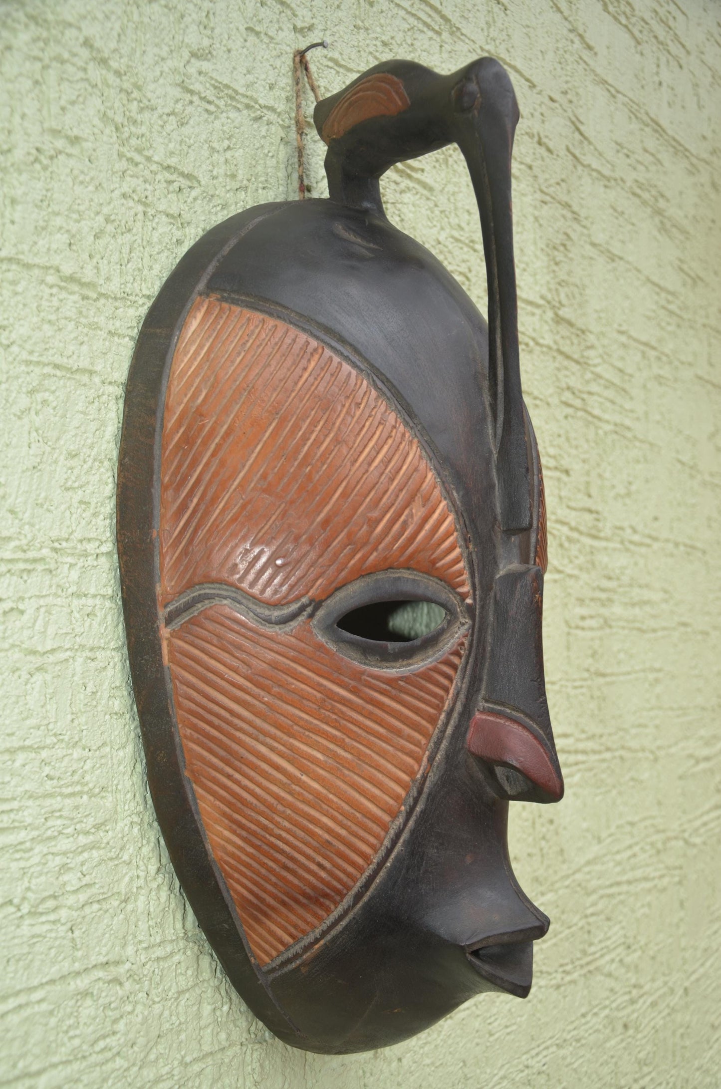 Guro Hornbill Spirit Mask | Authentic Ivory Coast Tribal Art | Hand-Carved Zaouli Decor