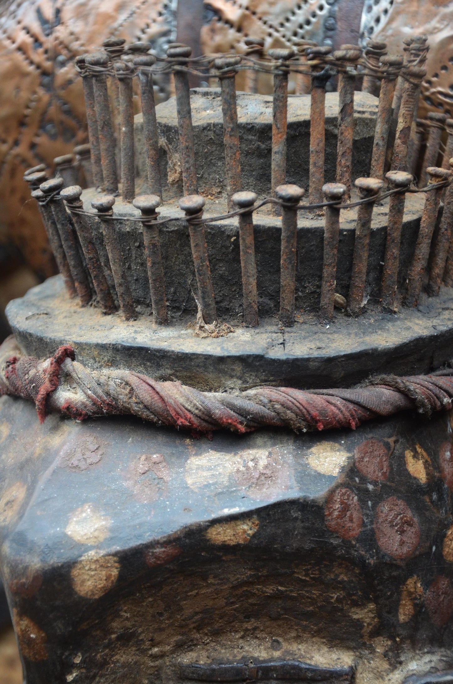 Kongo Power Mask – Hand-Carved Wood Nkisi Mask with Iron Nails – Tribal Art