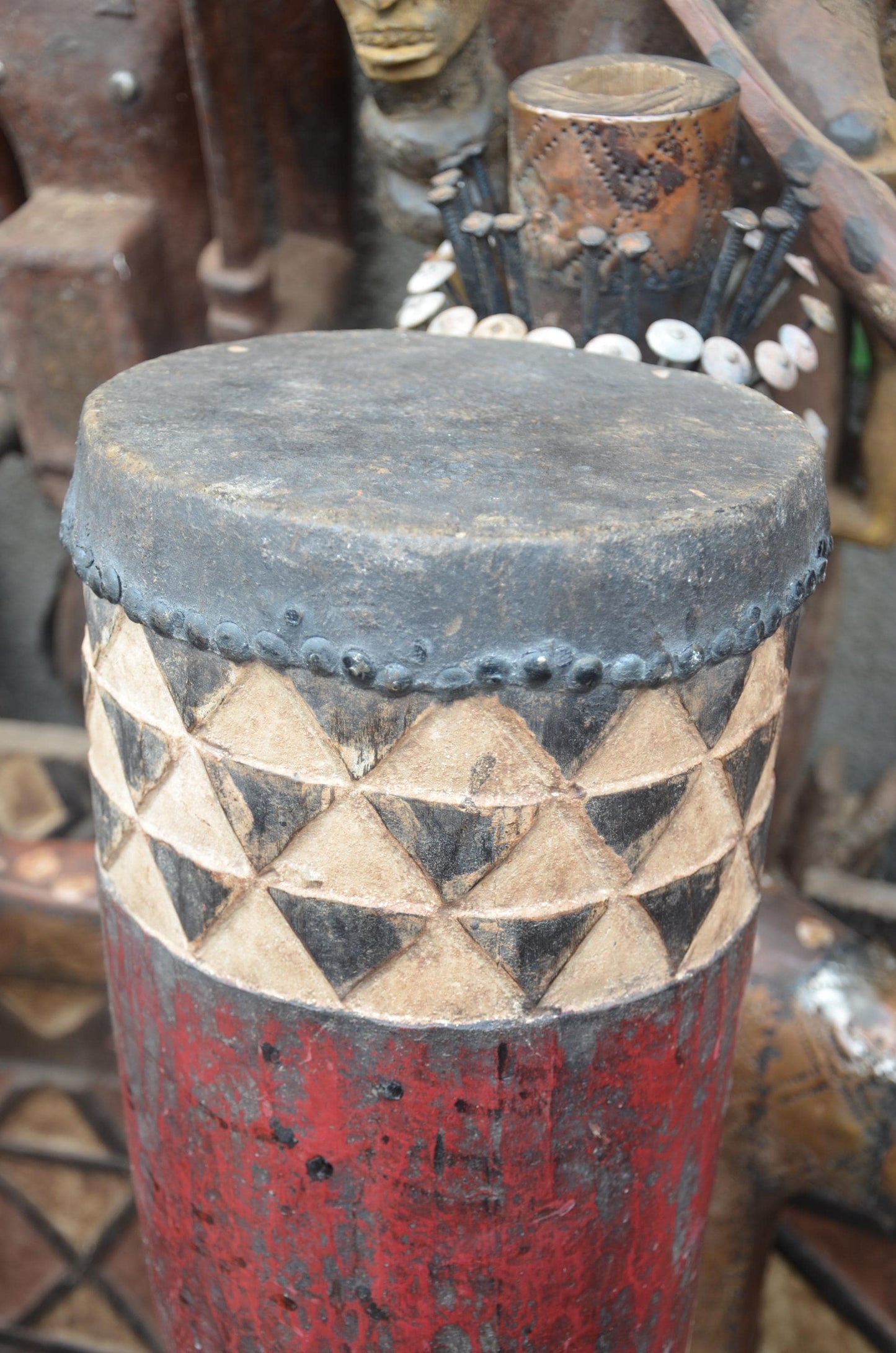 Pende Tam Tam Ceremonial Drum – Hand-Carved Wood Ritual Drum – Tribal Art