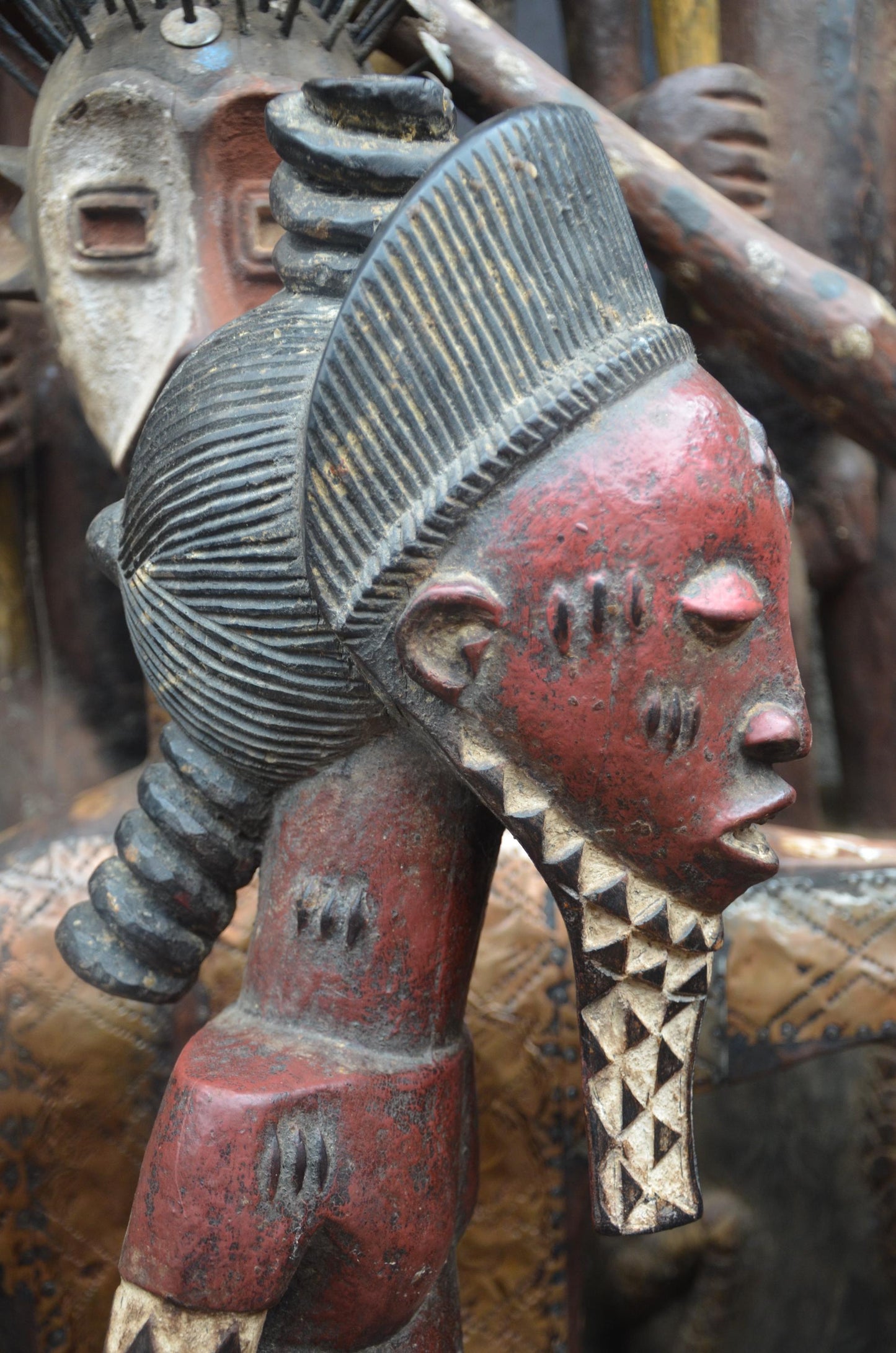African Pende Male Statue – Hand-Carved Wood Tribal Figure – Congo Art