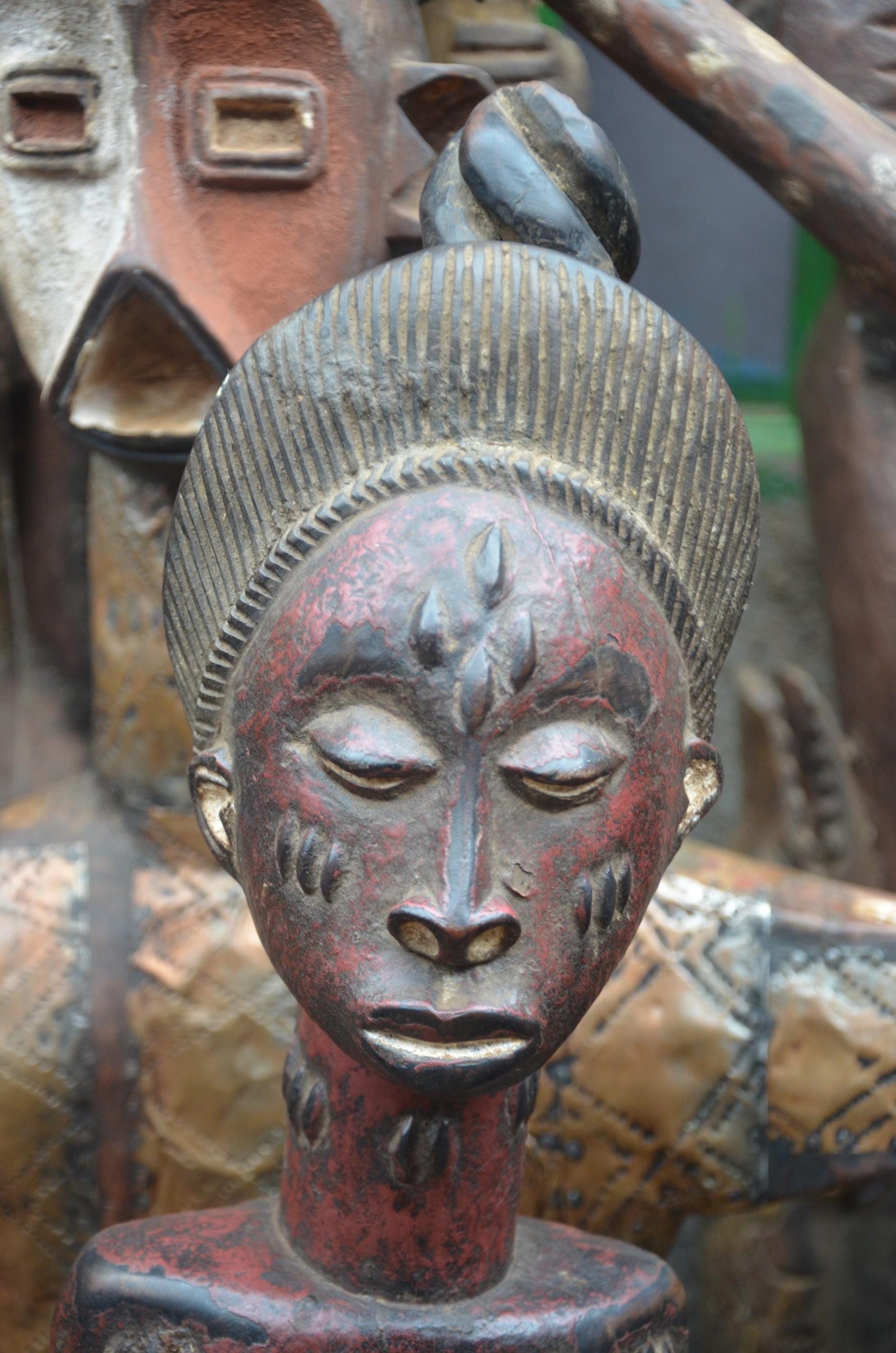 African Pende Maternity Statue – Hand-Carved Wood Mother & Child – Congo Art