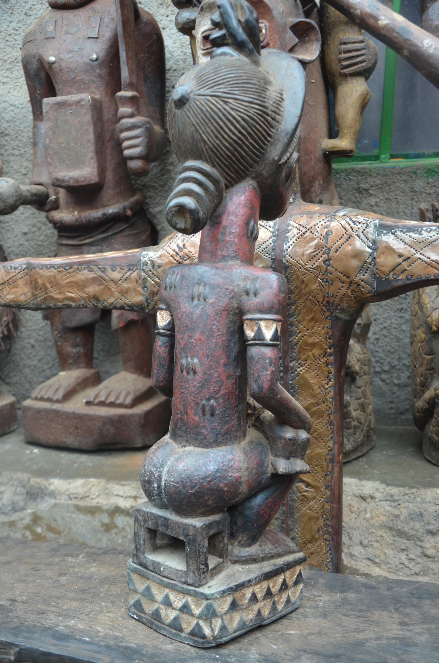 African Pende Maternity Statue – Hand-Carved Wood Mother & Child – Congo Art