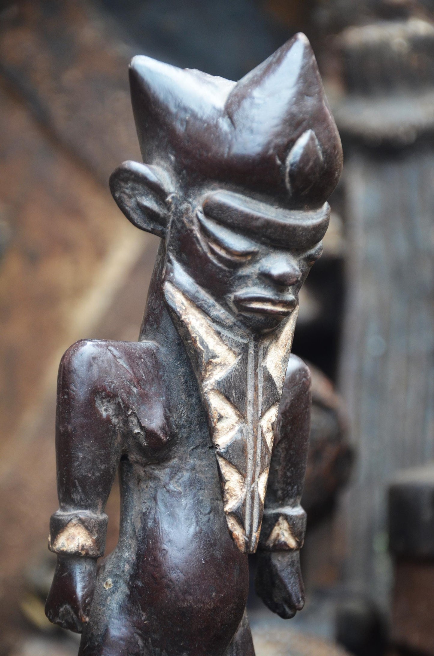 African Pende Couple Figures – Hand-Carved Wood Ancestral Pair – Congo Art