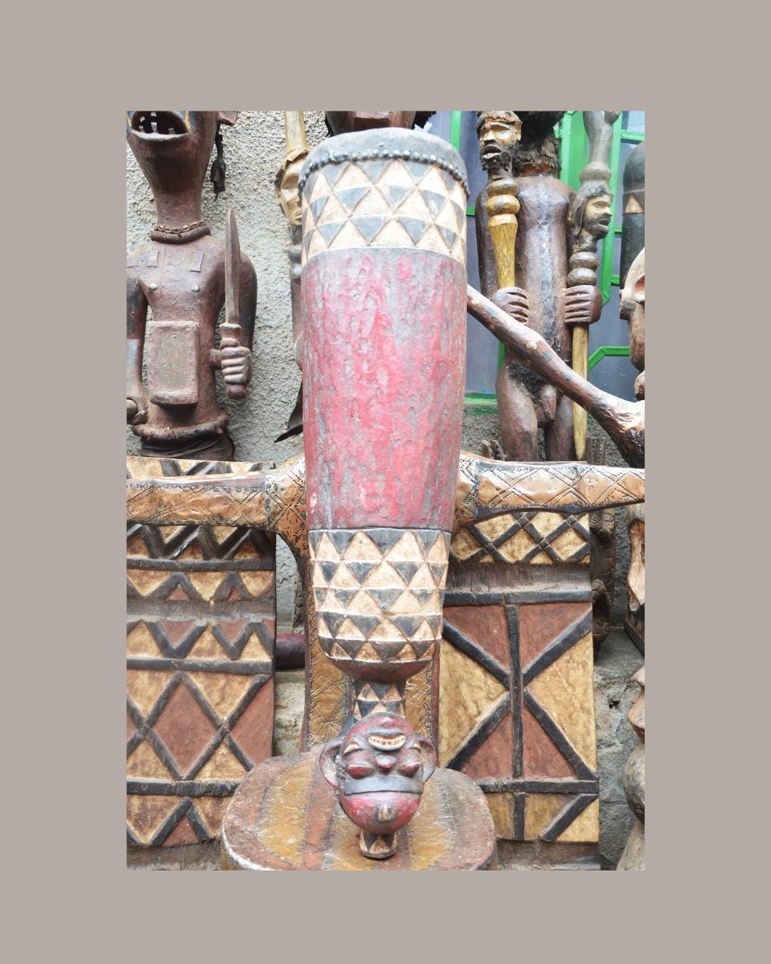 Pende Tam Tam Ceremonial Drum – Hand-Carved Wood Ritual Drum – Tribal Art
