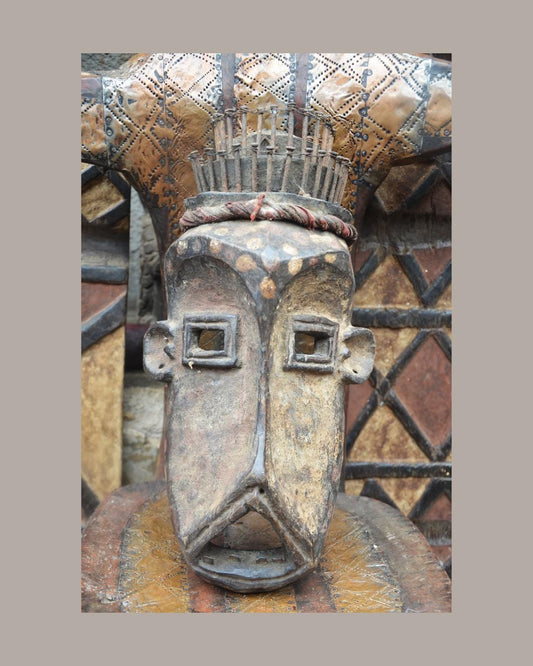 Kongo Power Mask – Hand-Carved Wood Nkisi Mask with Iron Nails – Tribal Art