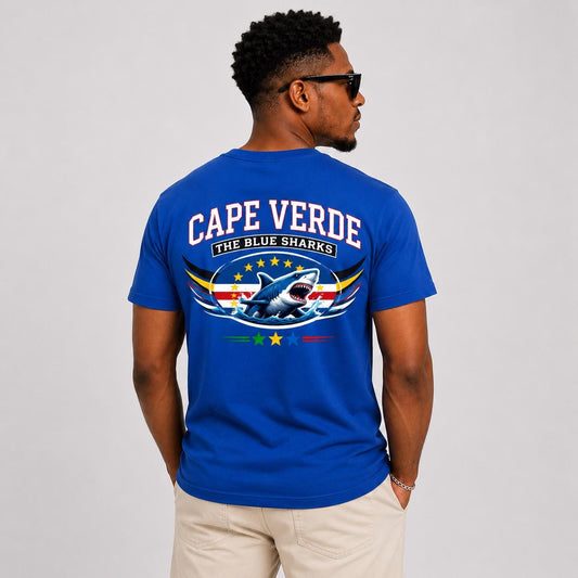 Cape Verde Football Shirt, Blue Sharks Fan Shirt, Cape Verde Soccer Tee, African Football Supporter Shirt