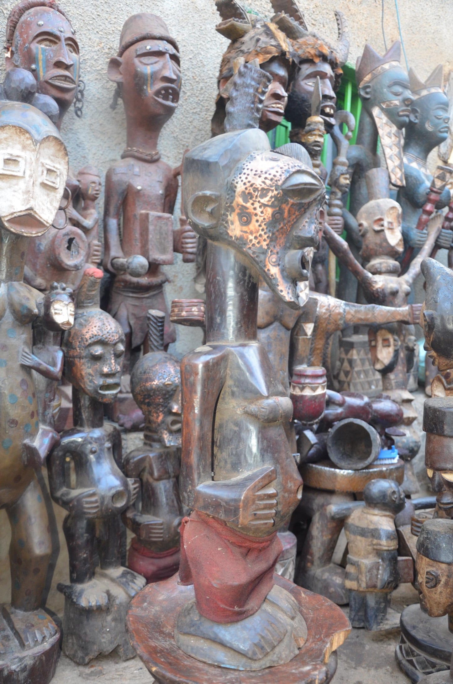 African Songye Female Power Figure – Hand-Carved Wood Nkisi Tribal Statue
