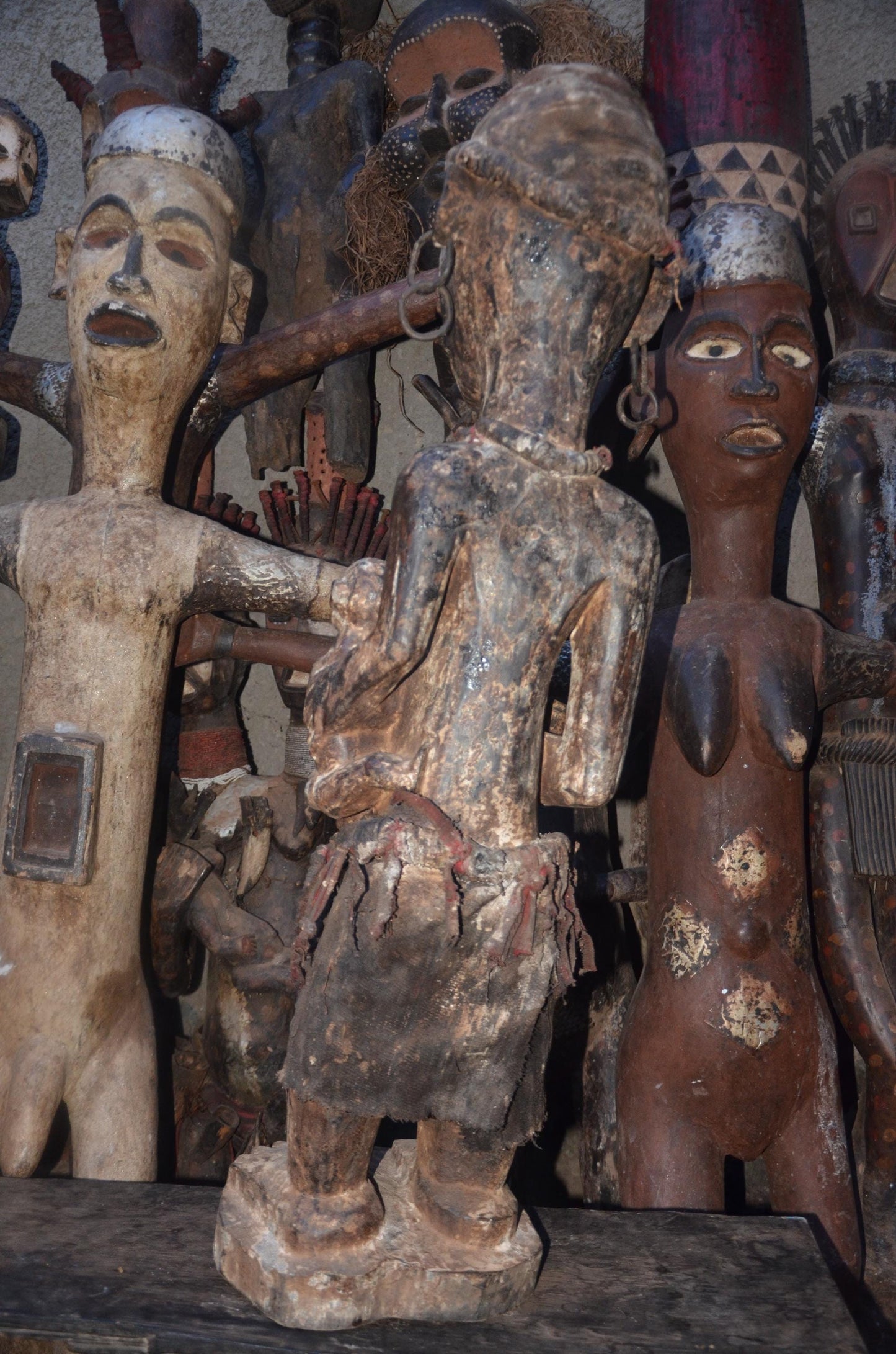 African Kongo Maternity Statue – Wood Mother holding Child Tribal Art