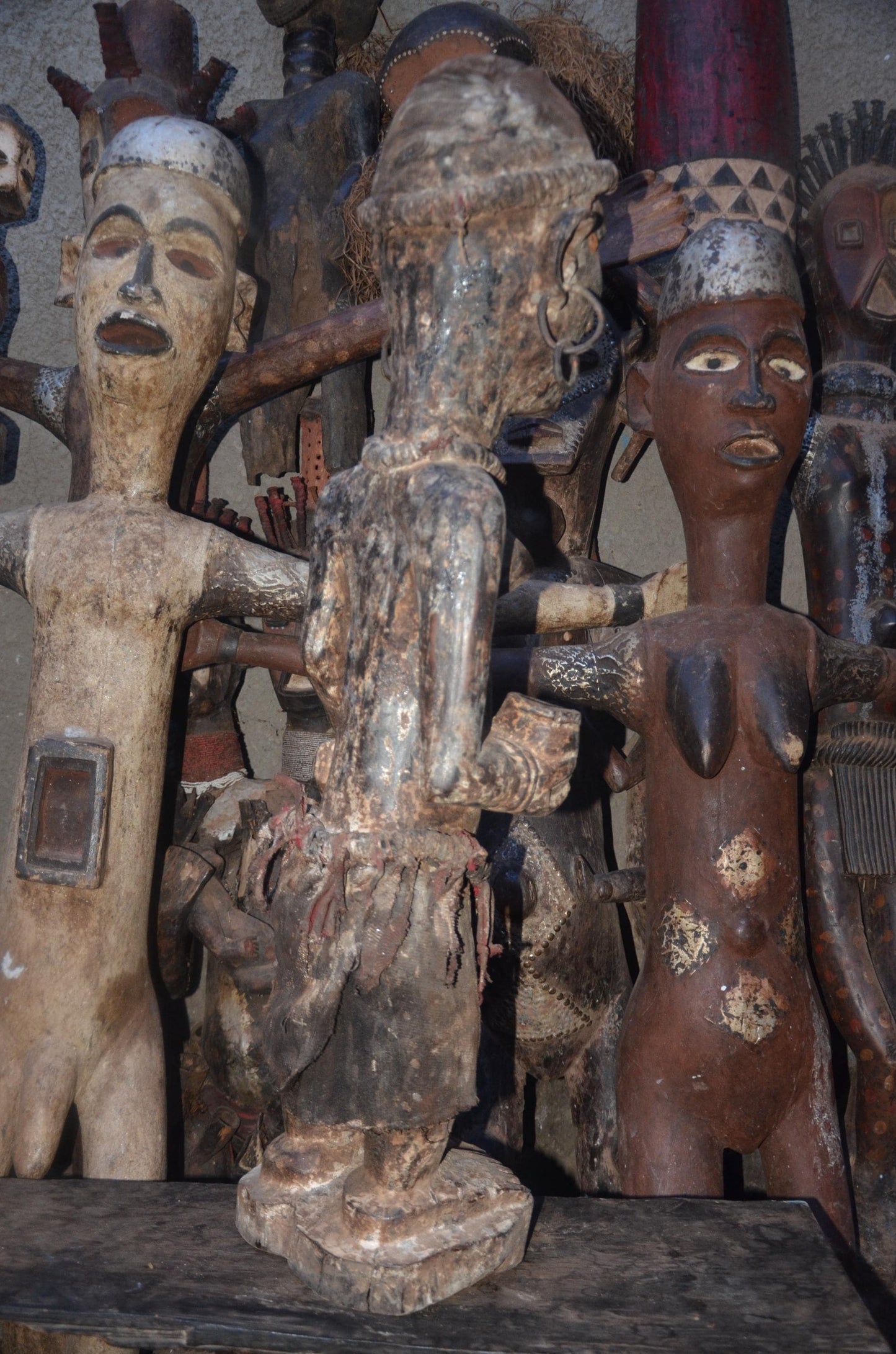 African Kongo Maternity Statue – Wood Mother holding Child Tribal Art