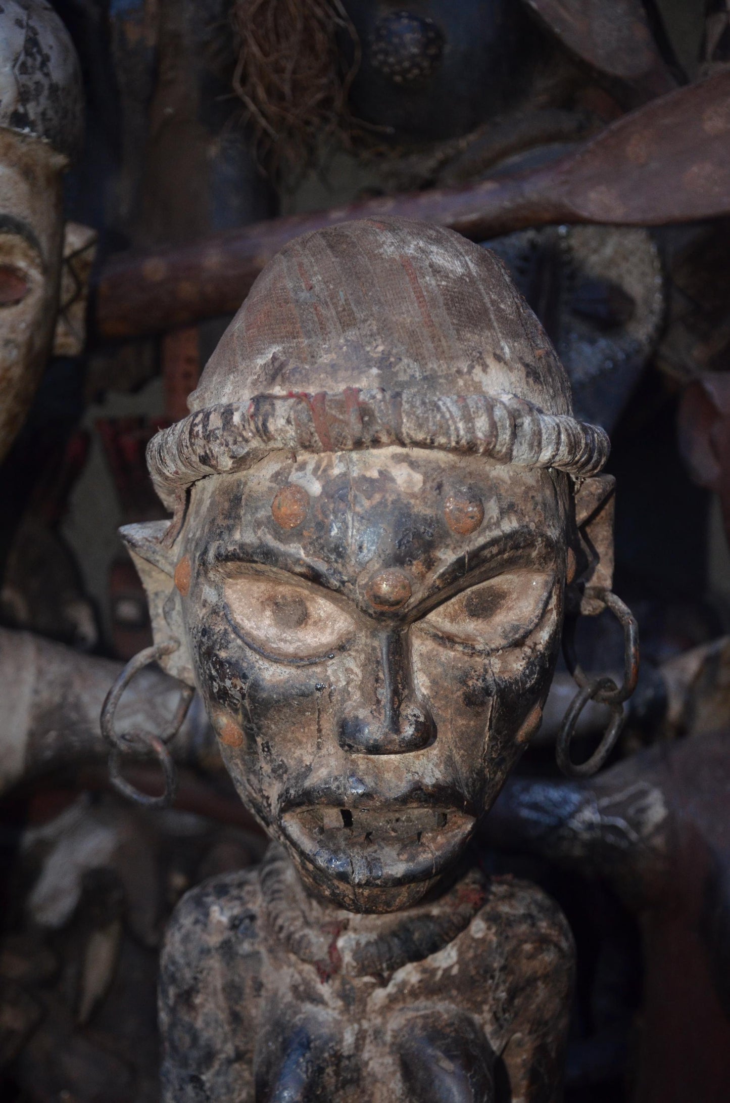 African Kongo Maternity Statue – Wood Mother holding Child Tribal Art
