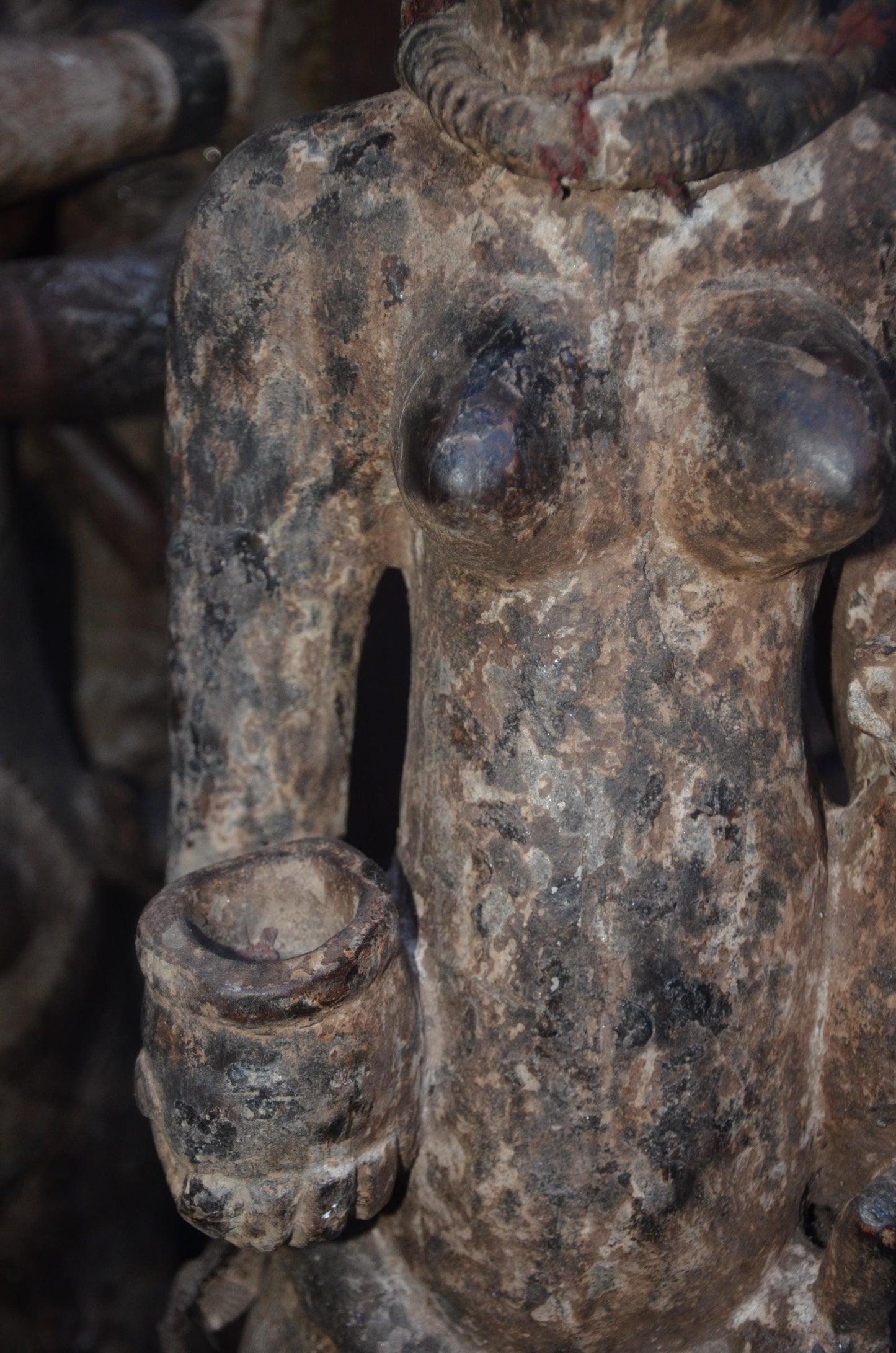 African Kongo Maternity Statue – Wood Mother holding Child Tribal Art
