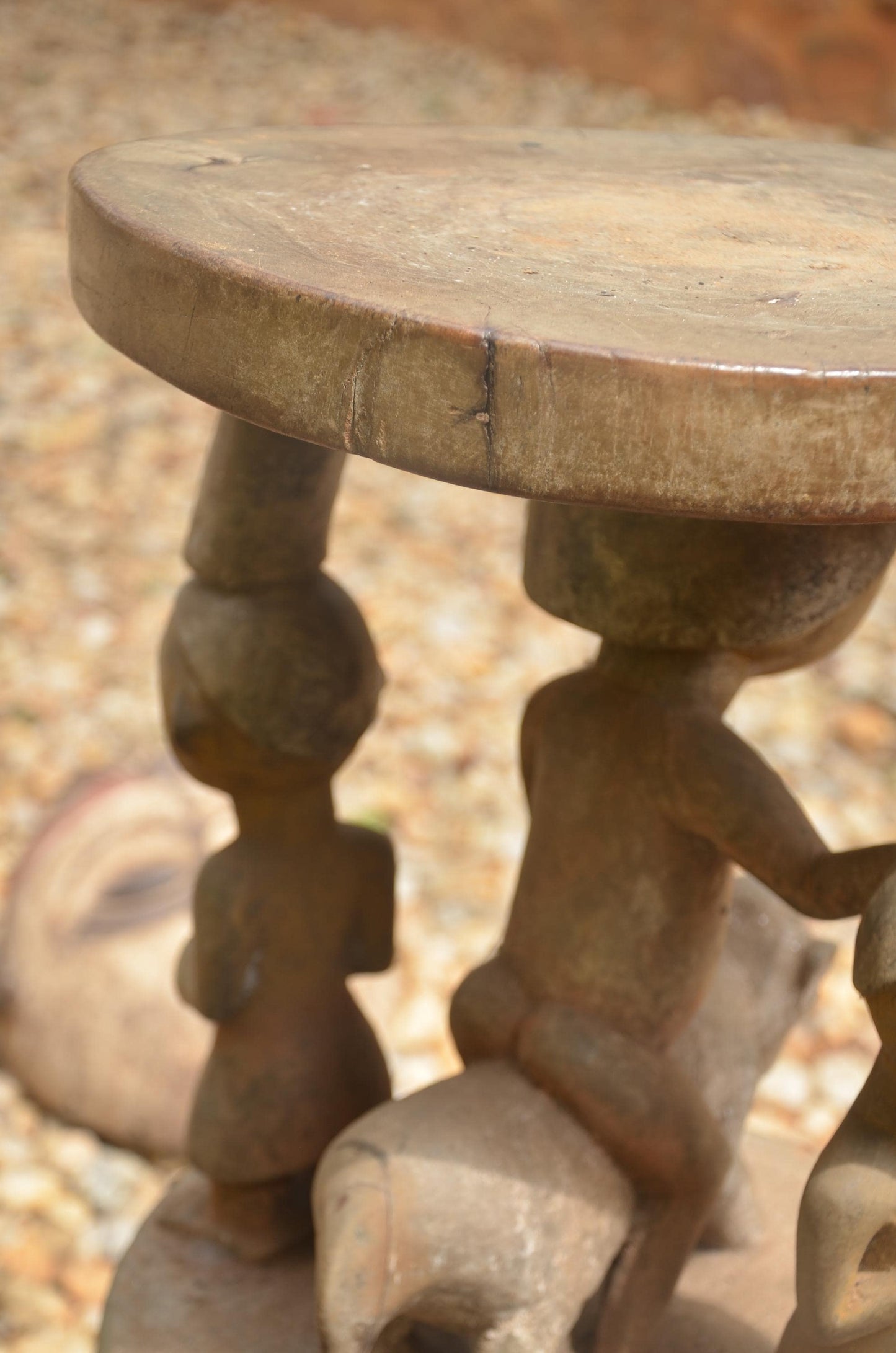 Luba Prestige Stool | Royal Hand-Carved Wood Seat | Authentic African Tribal Decor