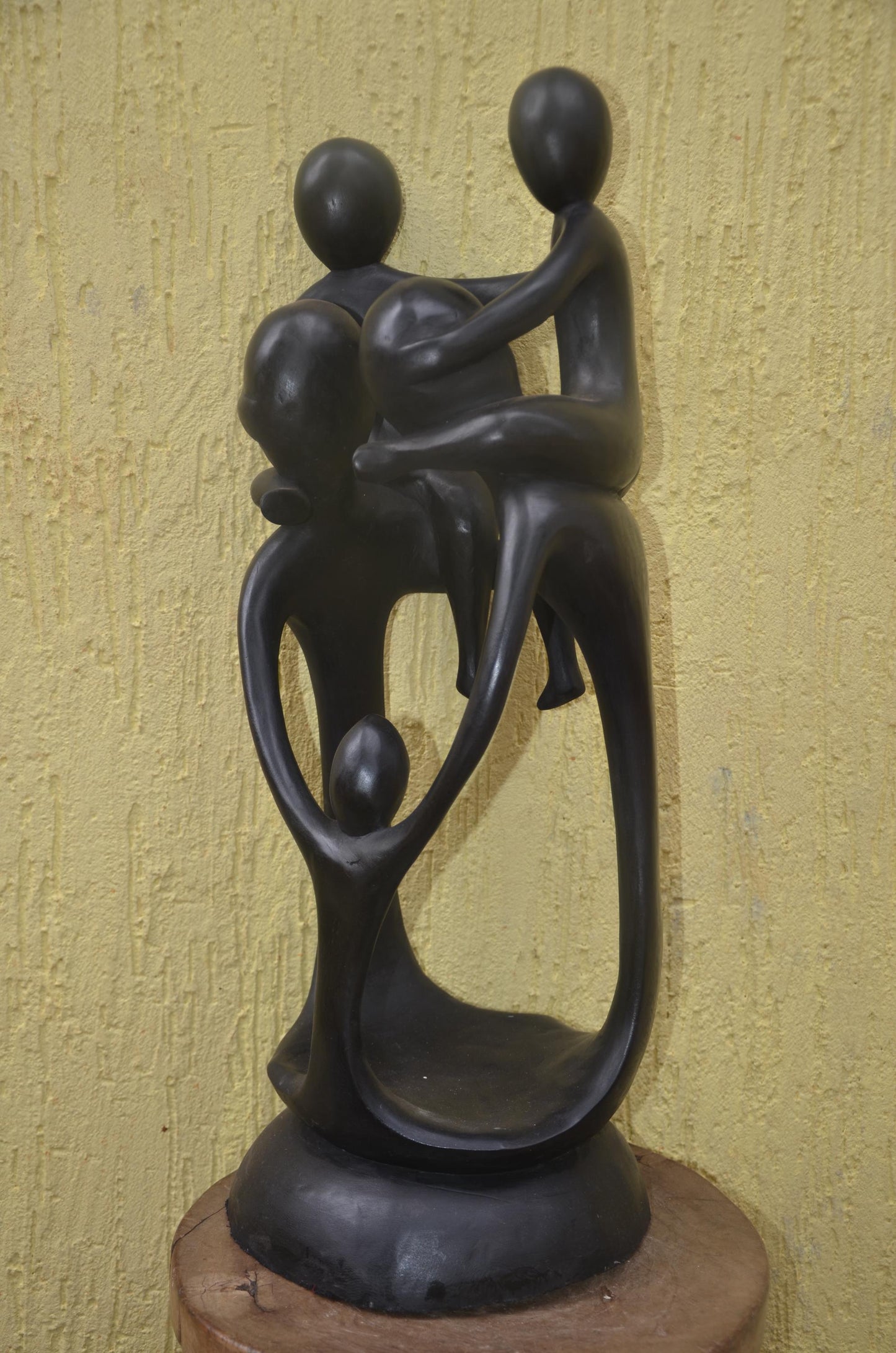 Large Family Unity Sculpture | Abstract African Wood Art | Modernist Hand-Carved Statue