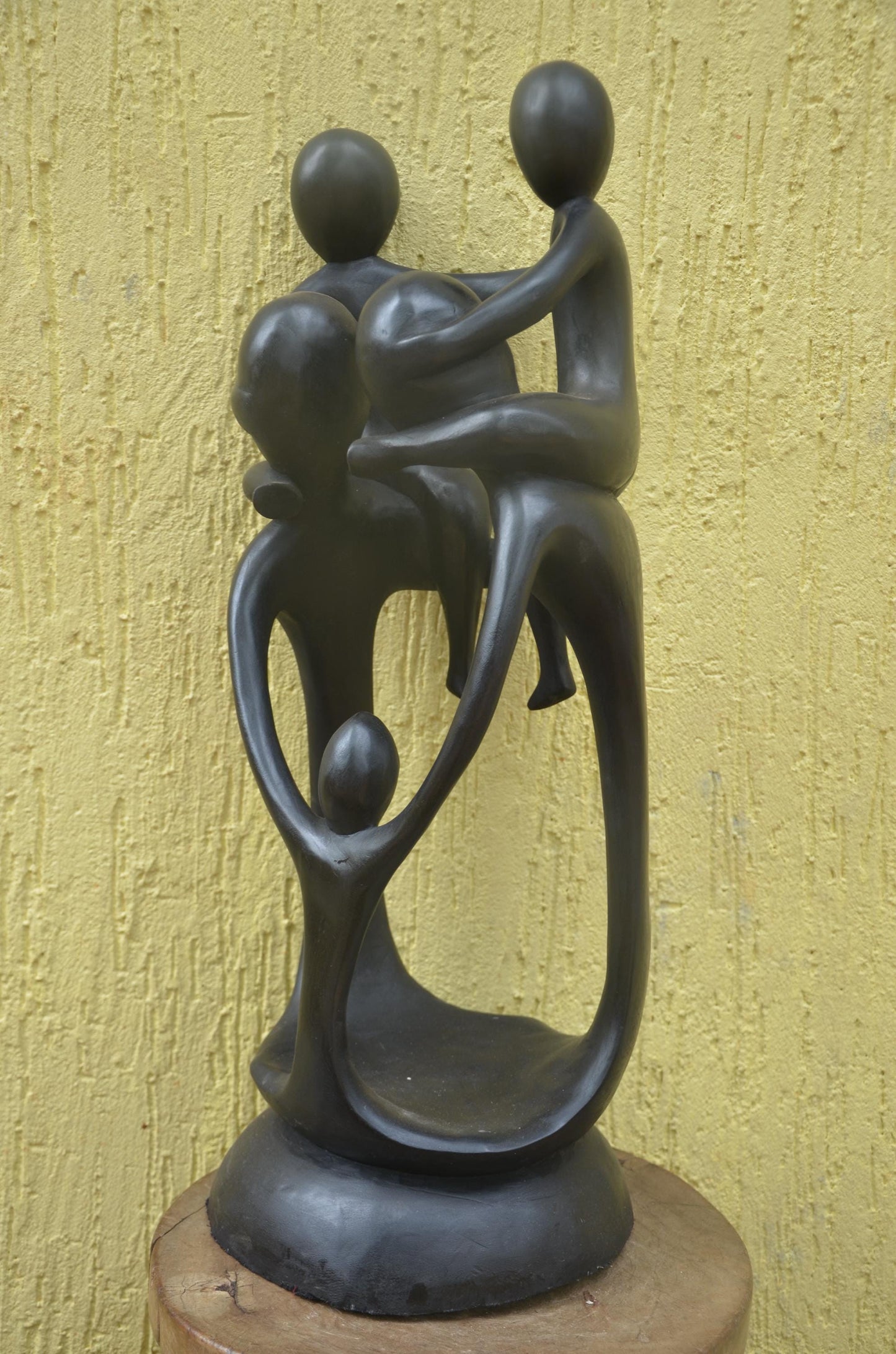 Large Family Unity Sculpture | Abstract African Wood Art | Modernist Hand-Carved Statue