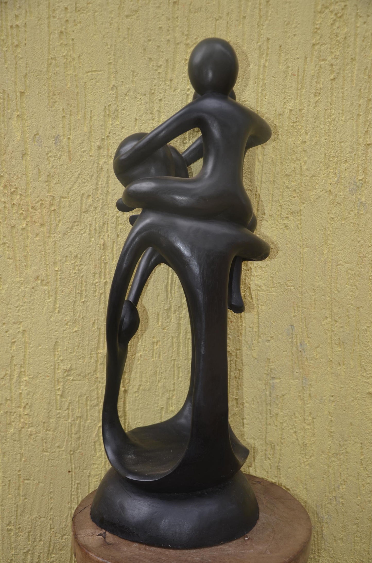 Large Family Unity Sculpture | Abstract African Wood Art | Modernist Hand-Carved Statue