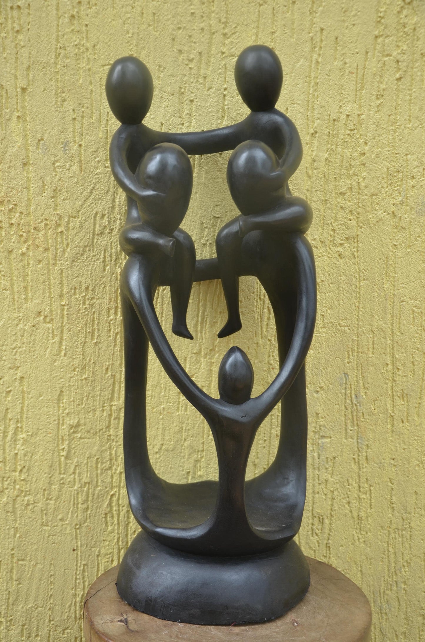 Large Family Unity Sculpture | Abstract African Wood Art | Modernist Hand-Carved Statue