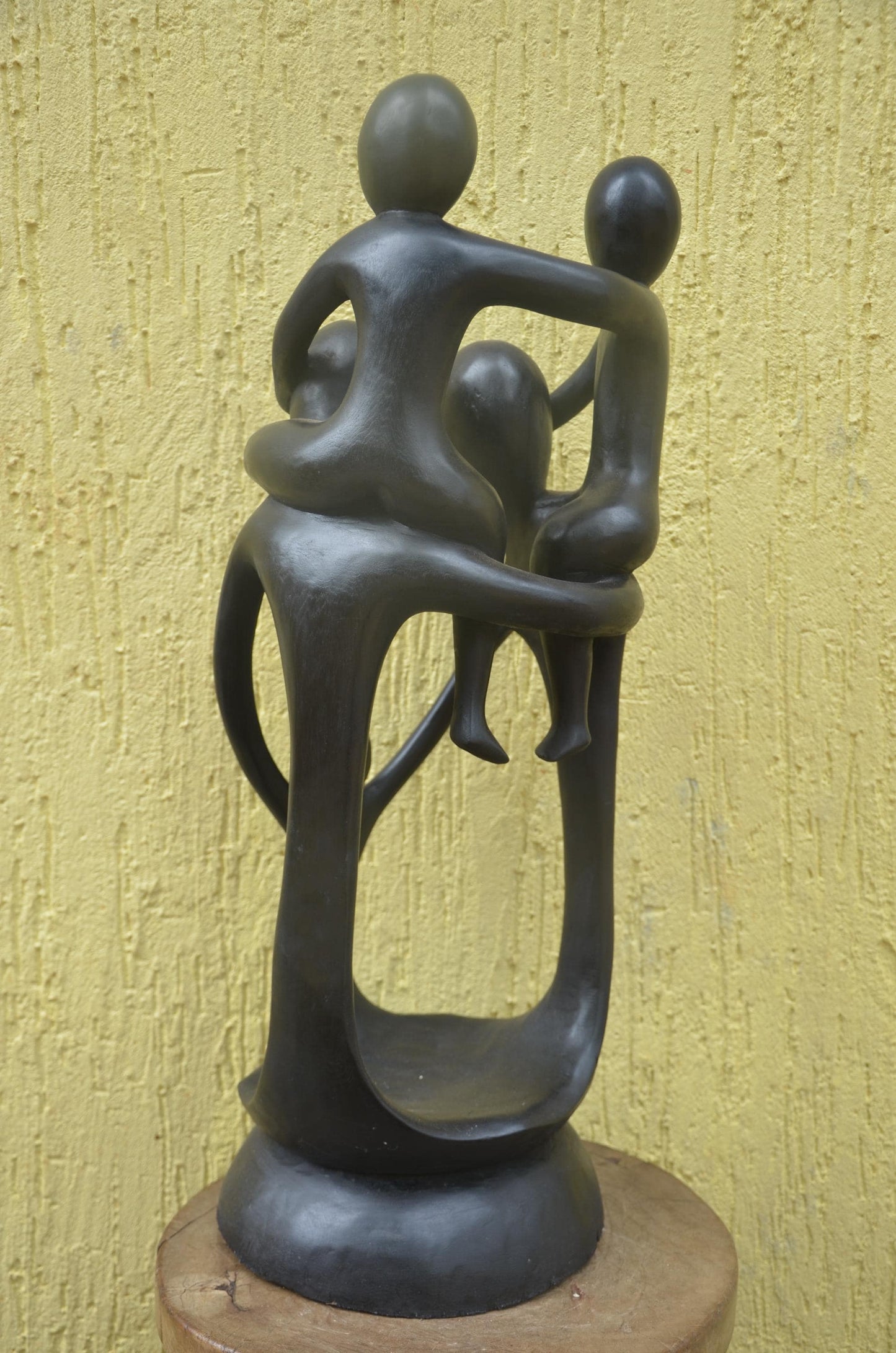 Large Family Unity Sculpture | Abstract African Wood Art | Modernist Hand-Carved Statue