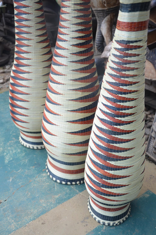 Large Rwandan Floor Vase | Traditional Hand-Woven Decor | Tall Artisan Basketry