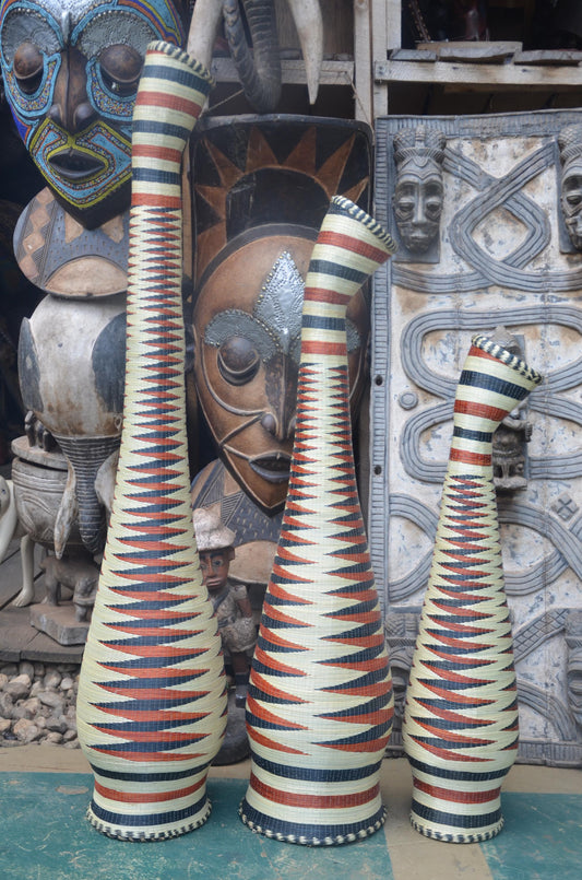 Large Rwandan Floor Vase | Traditional Hand-Woven Decor | Tall Artisan Basketry