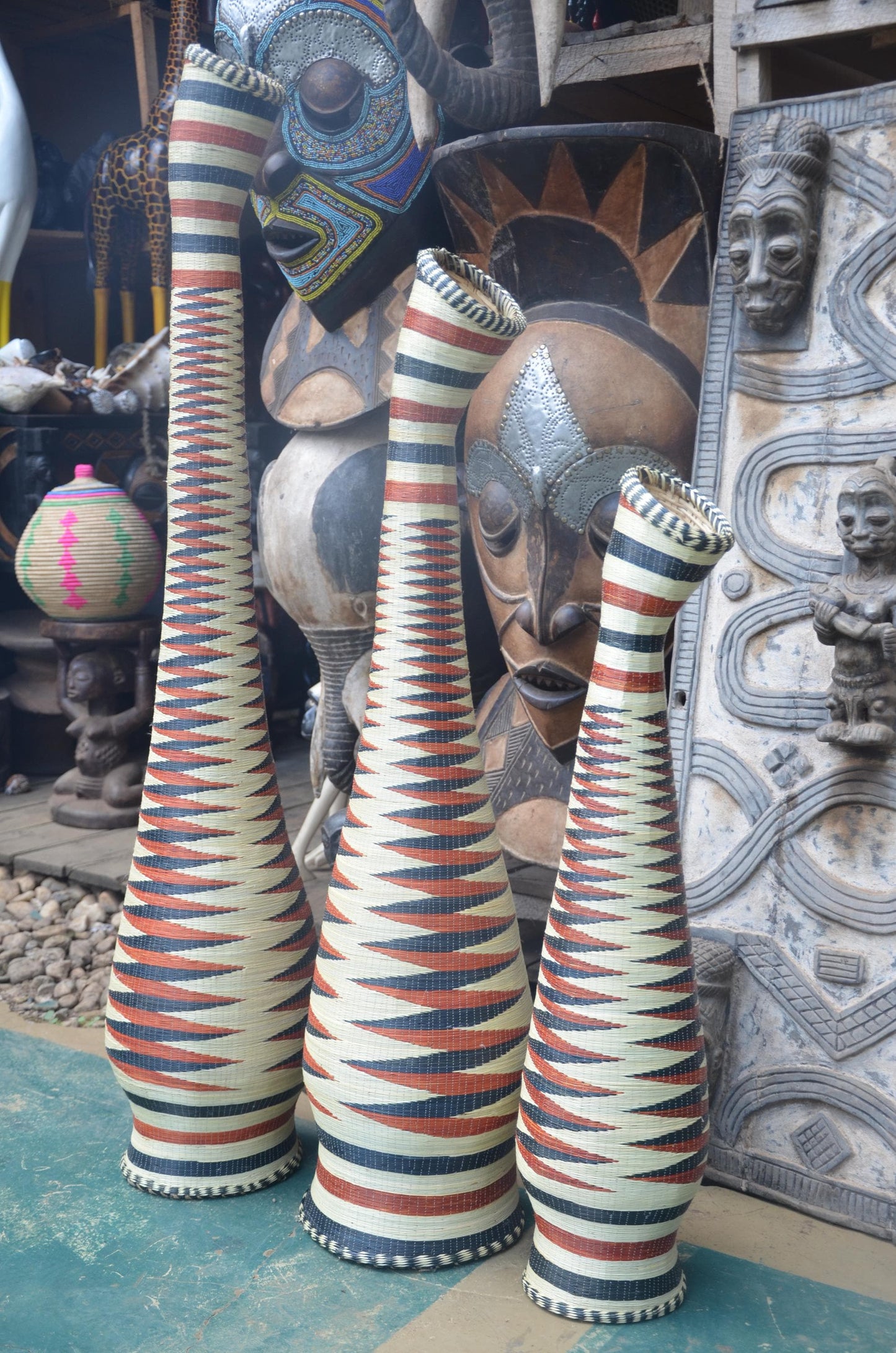 Large Rwandan Floor Vase | Traditional Hand-Woven Decor | Tall Artisan Basketry