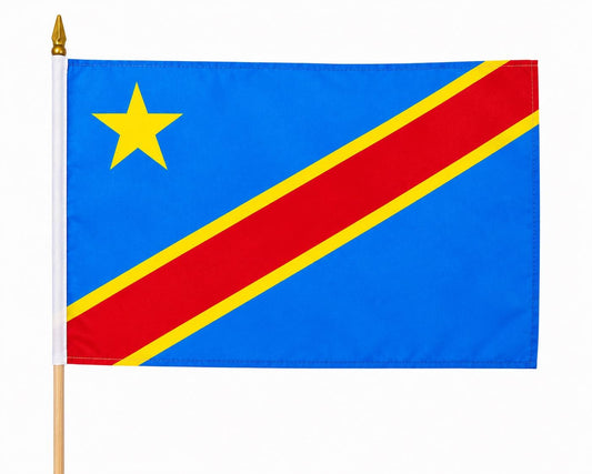 Democratic Republic of Congo Flag | DRC Handheld Flag | Congolese Pride Decor | Congo Independence Celebration Flag | African Heritage Gift