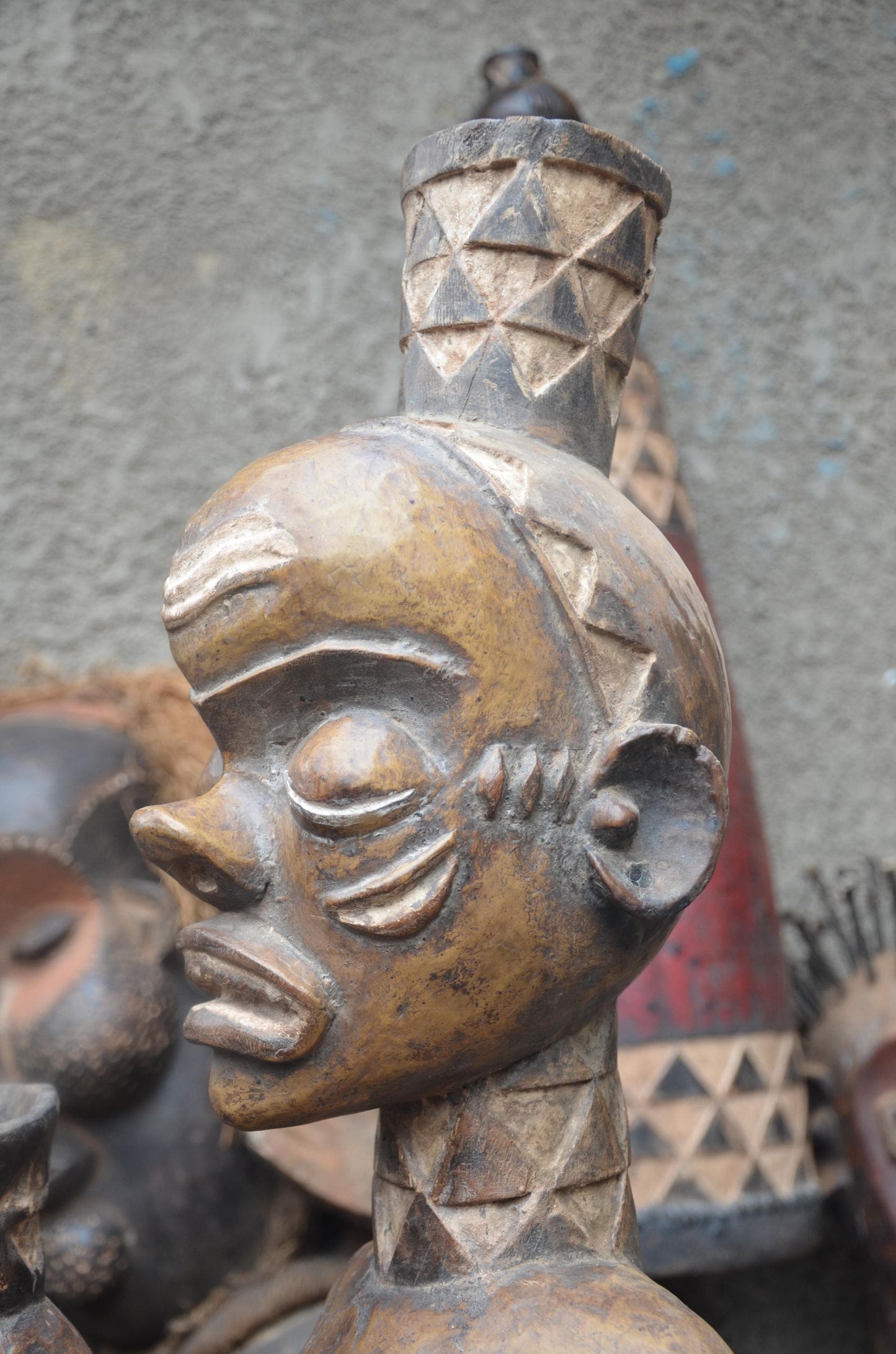 African Kongo-Yombe Maternity Sculpture – Large Wood Mother & Child Statue